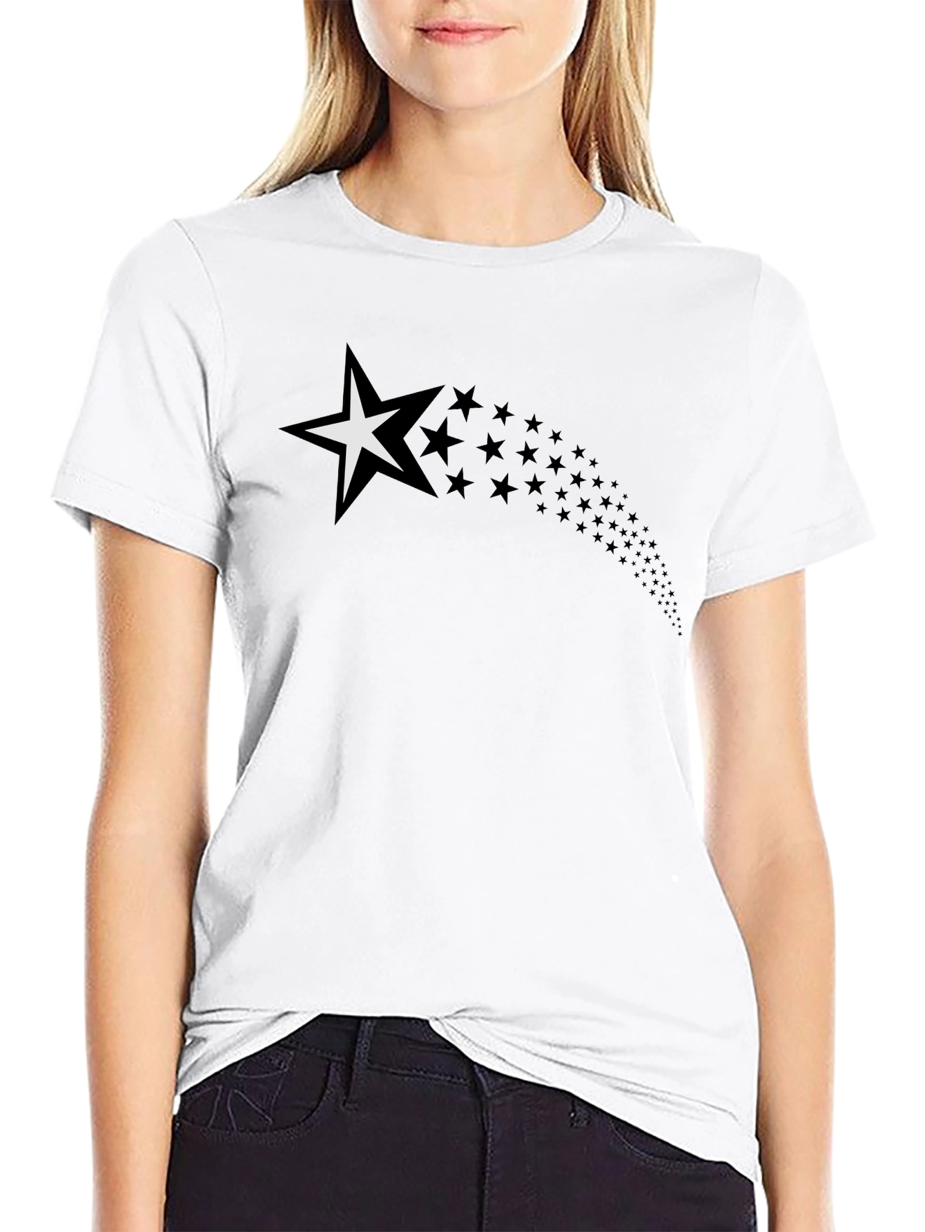 Shooting Star Graphic T-Shirt - Black Cotton Tee