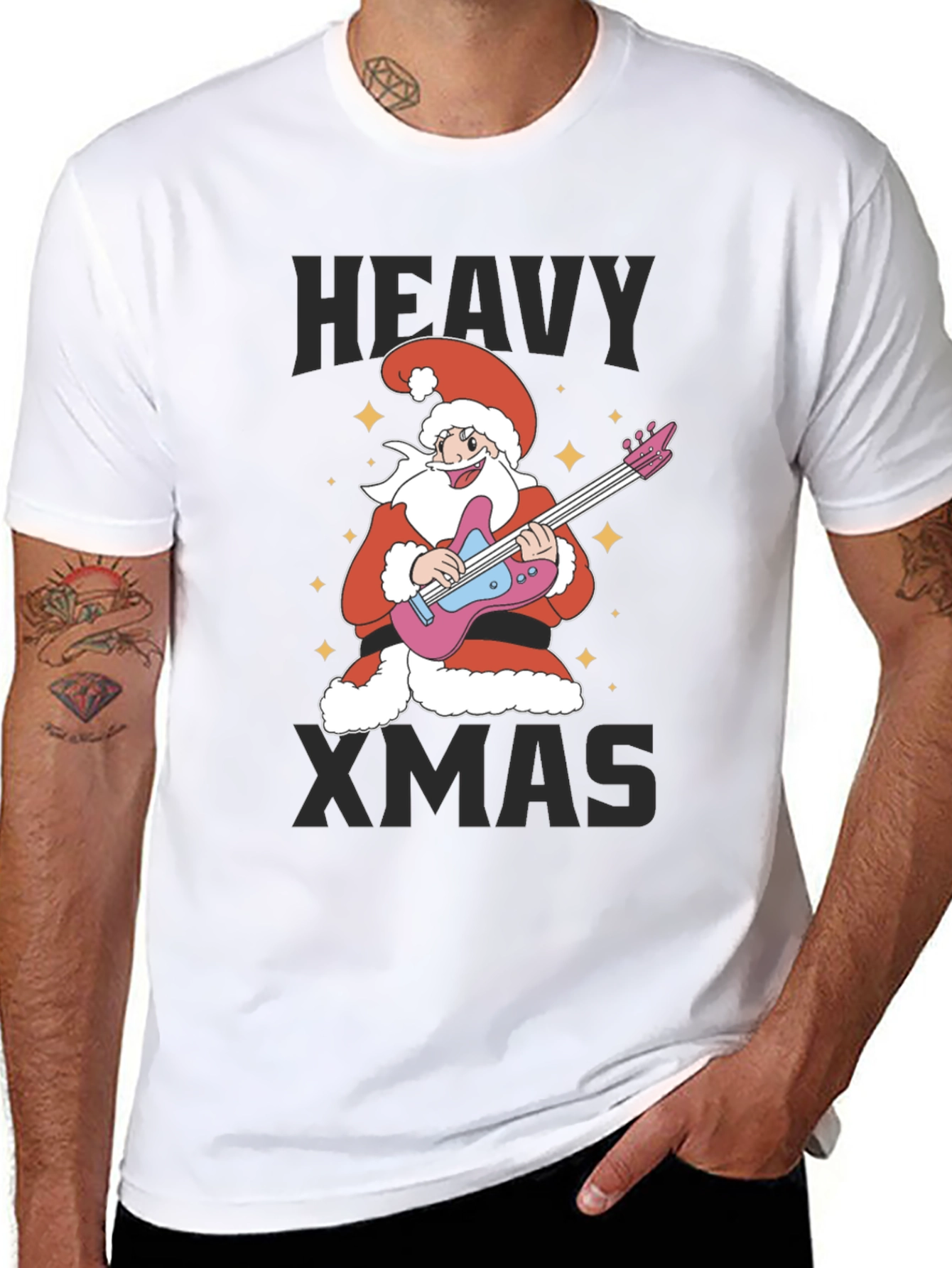 Heavy Xmas Santa Guitar T-Shirt