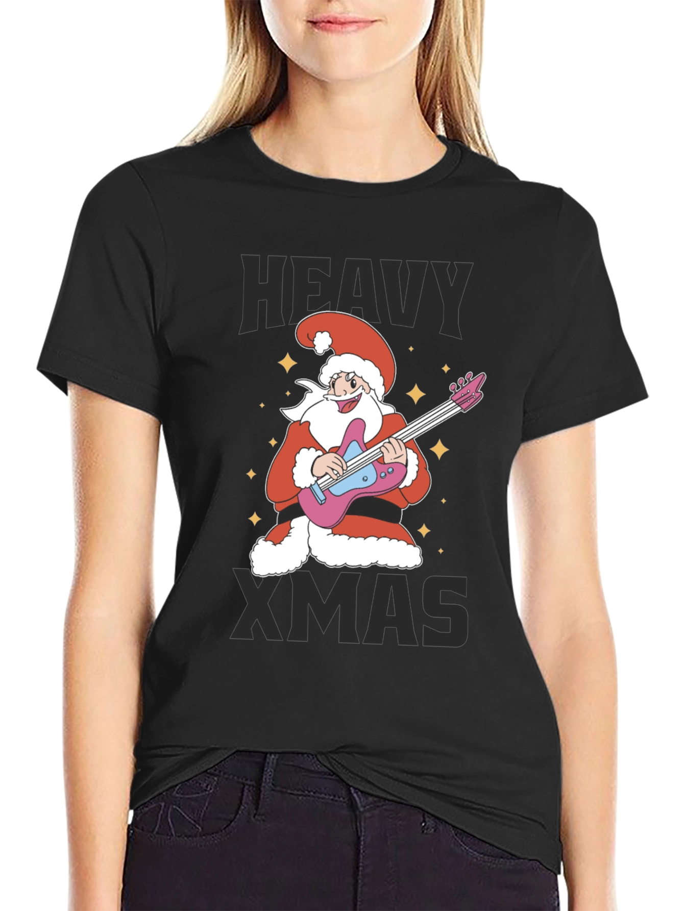 Heavy Xmas Santa Guitar T-Shirt