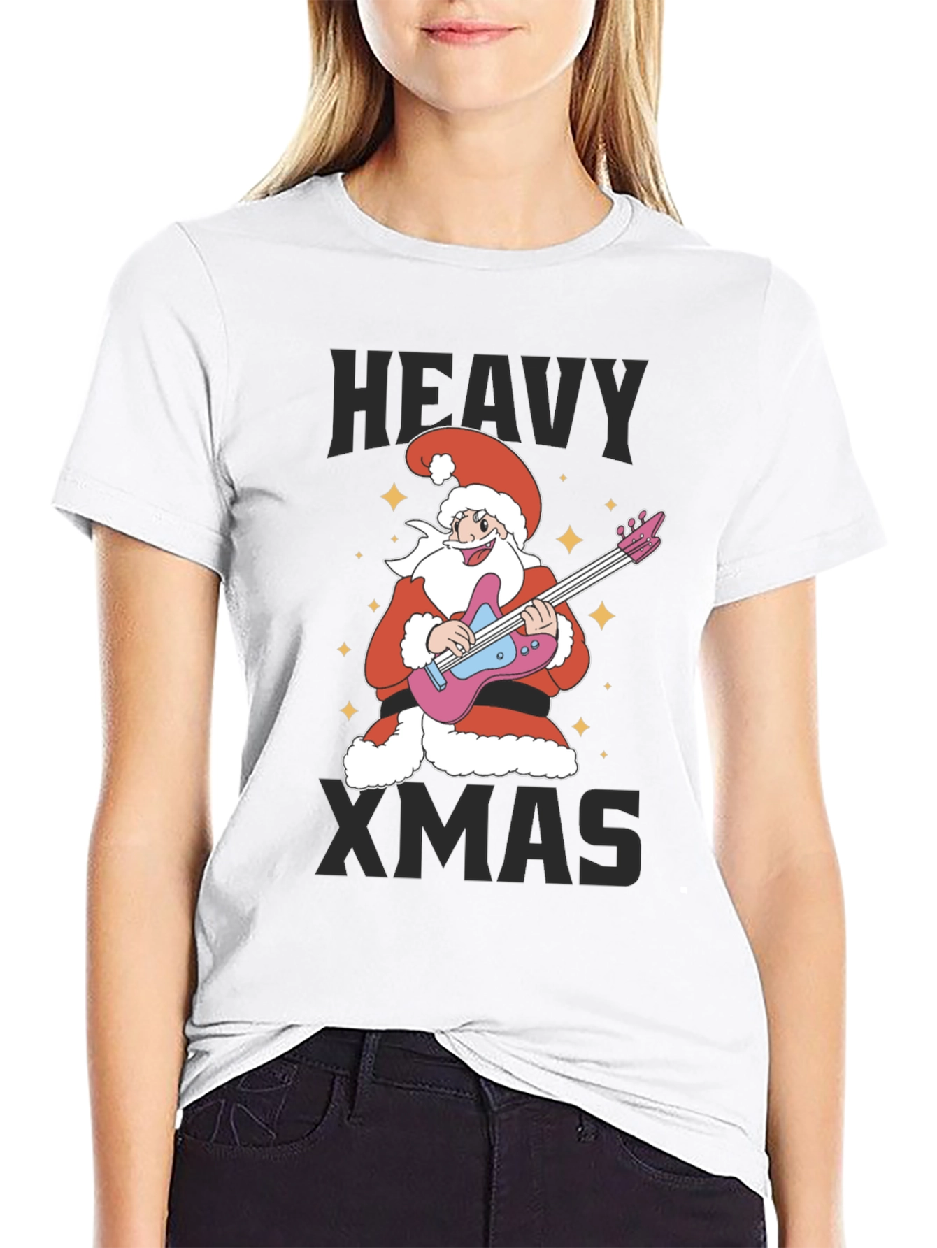 Heavy Xmas Santa Guitar T-Shirt