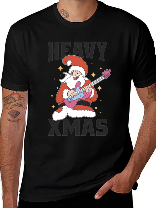 Heavy Xmas Santa Guitar T-Shirt