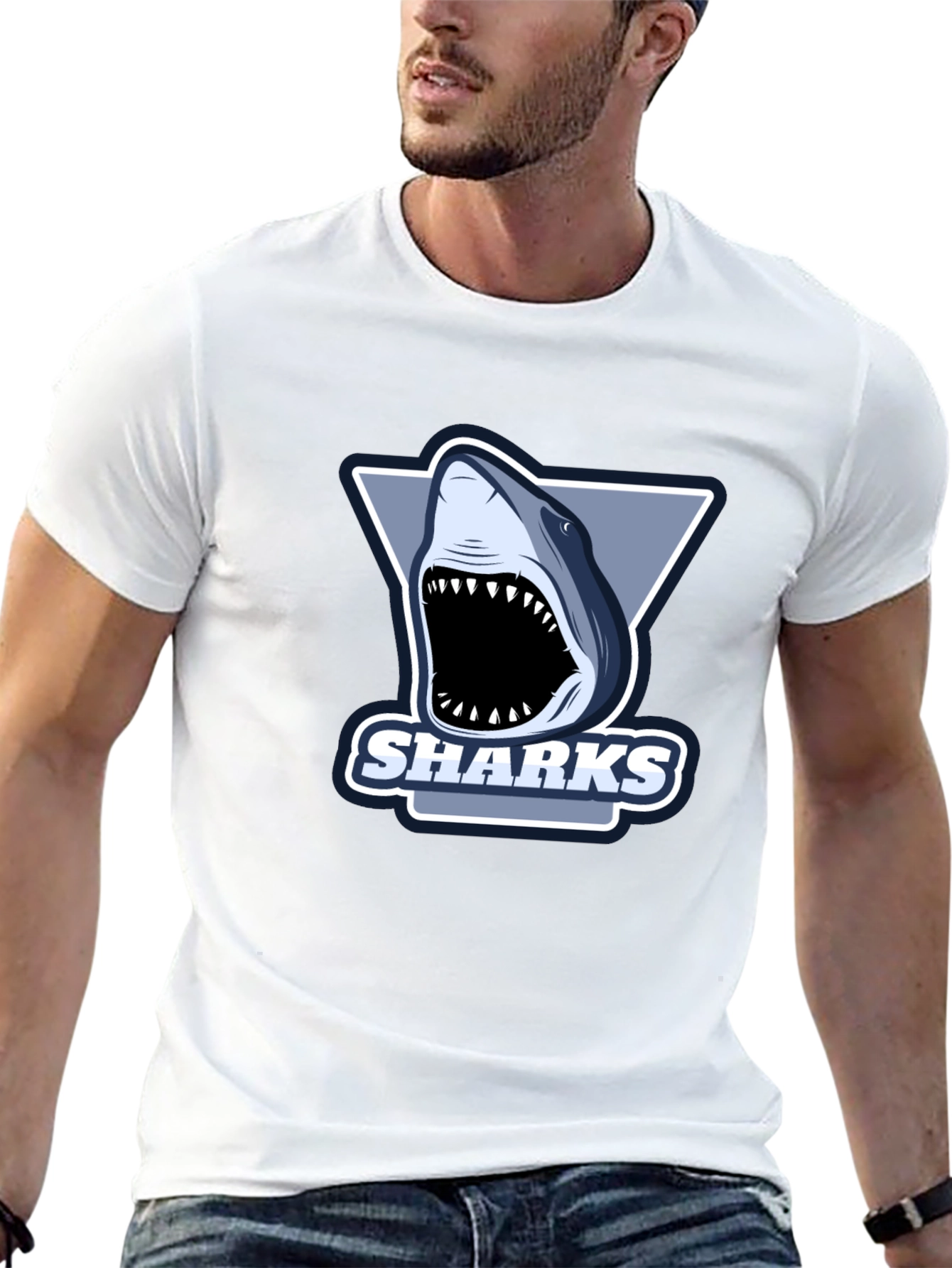 Mens Black Shark Graphic T-Shirt