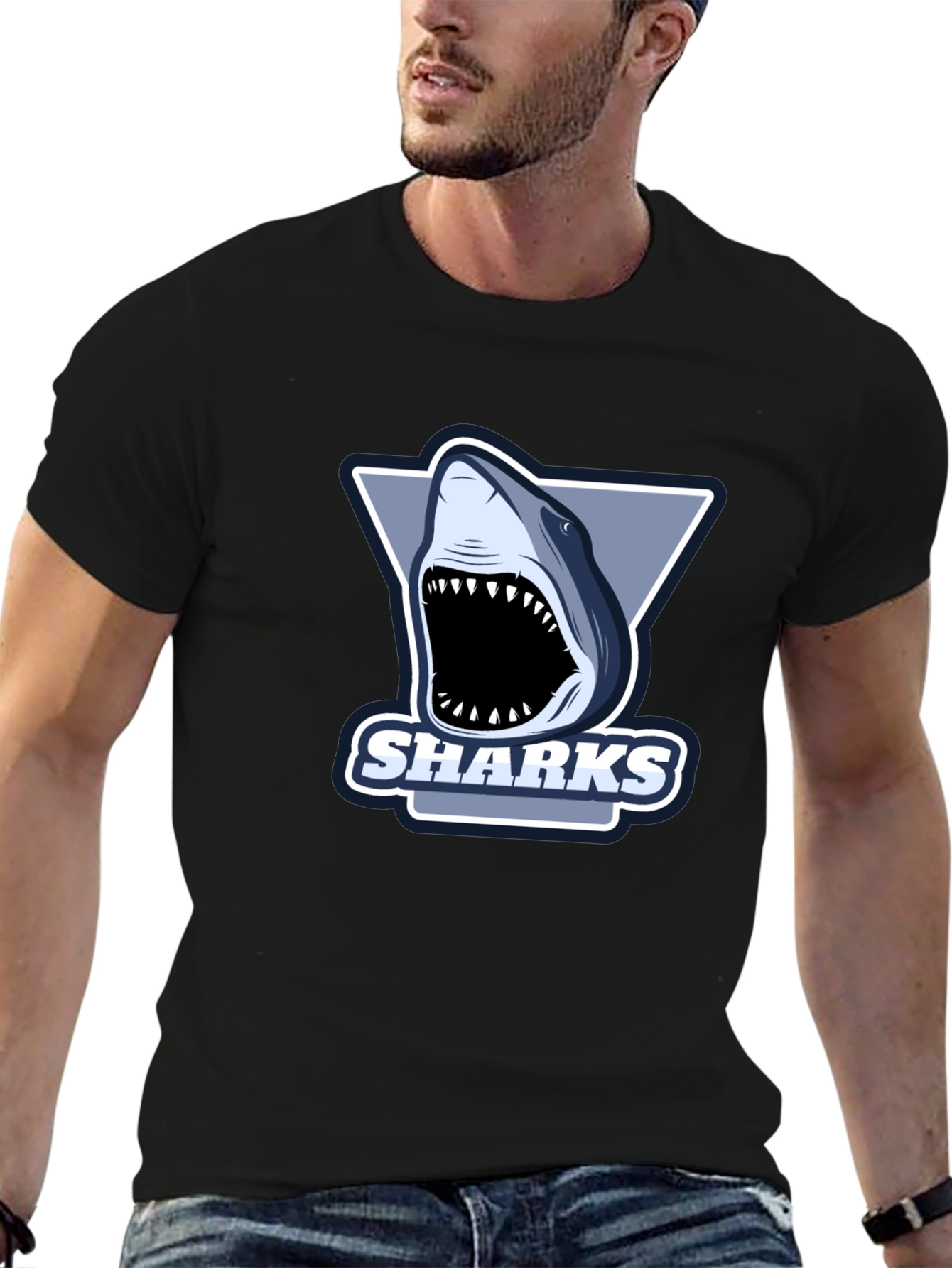 Mens Black Shark Graphic T-Shirt