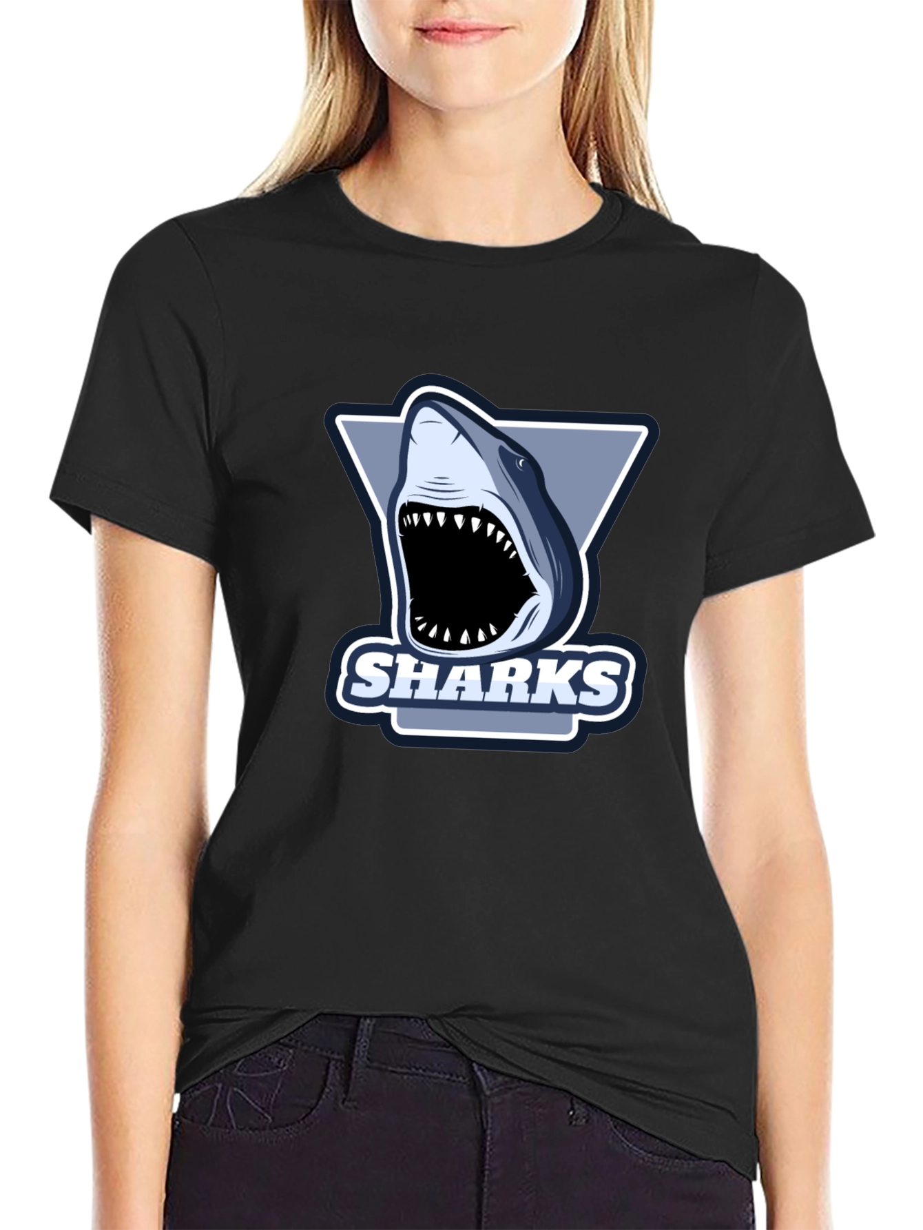 Mens Black Shark Graphic T-Shirt