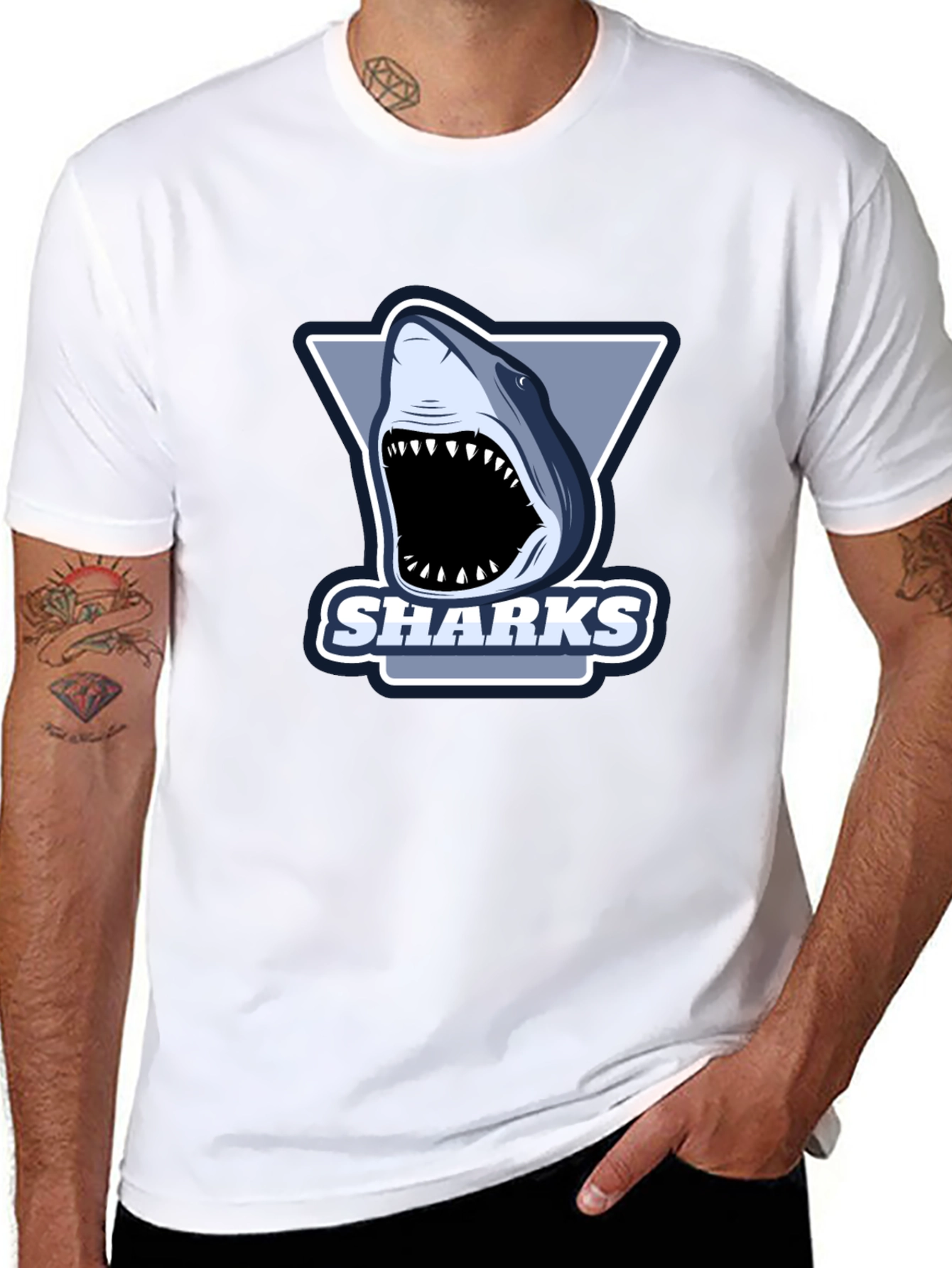 Mens Black Shark Graphic T-Shirt