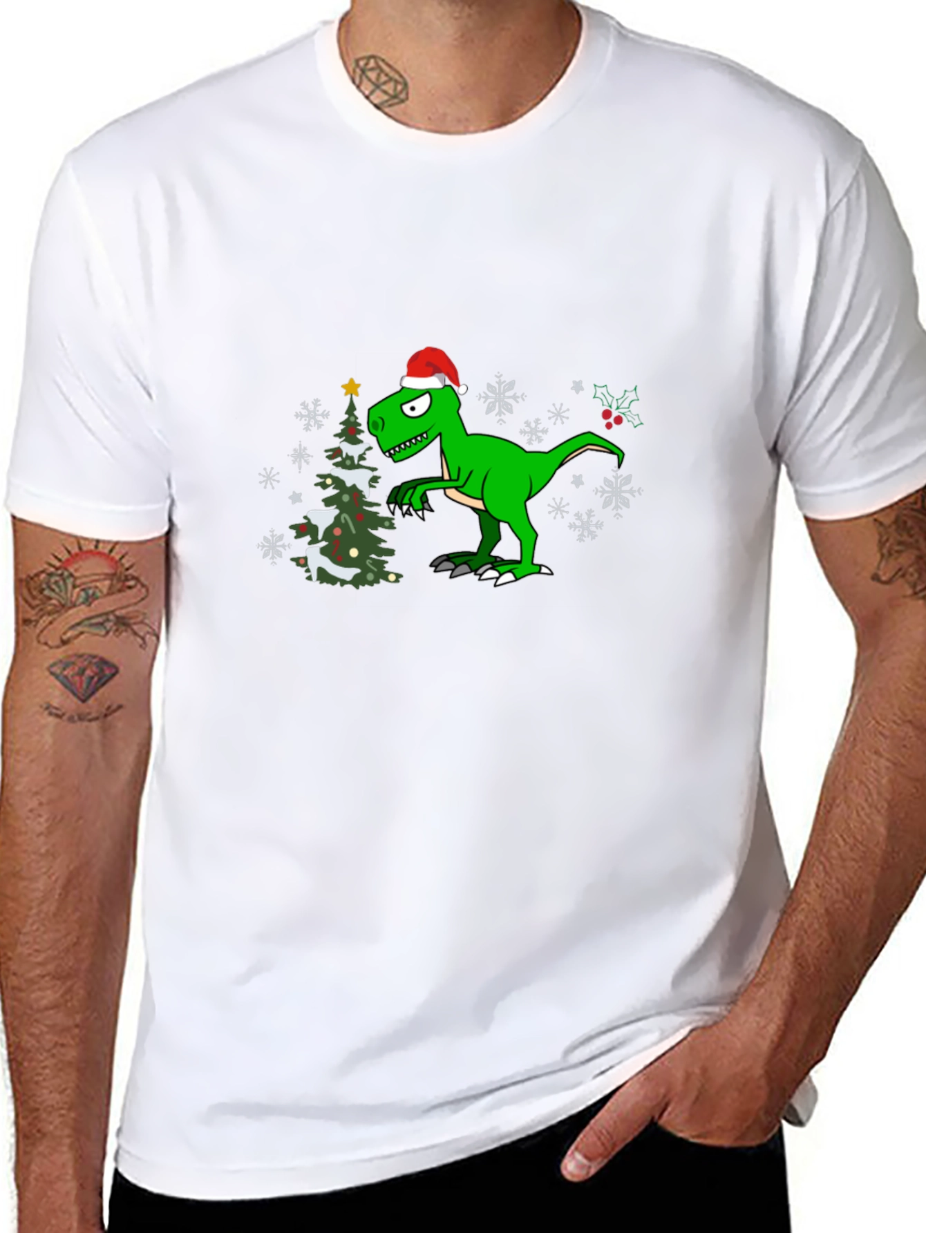 Festive Dinosaur Christmas T-Shirt