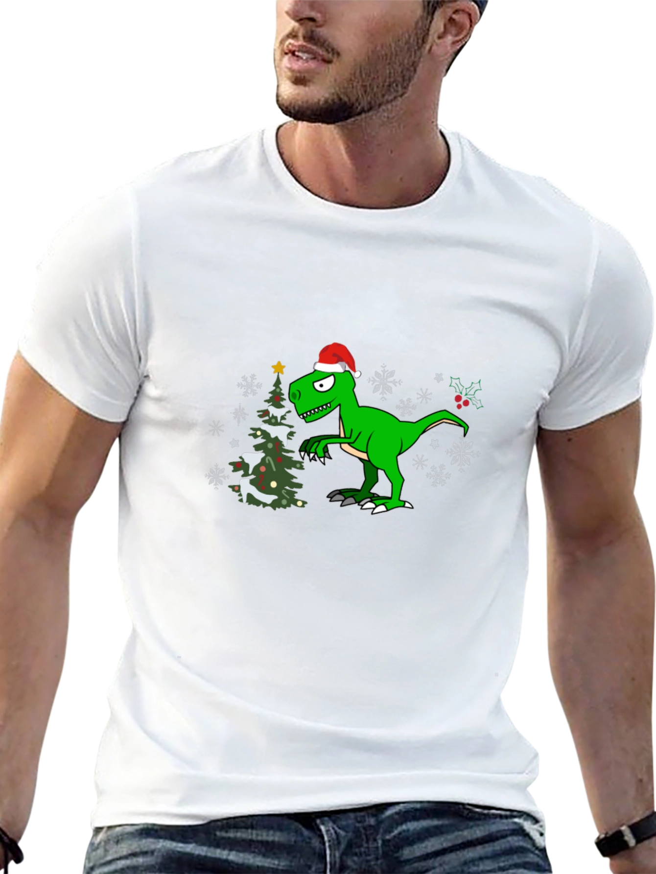 Festive Dinosaur Christmas T-Shirt
