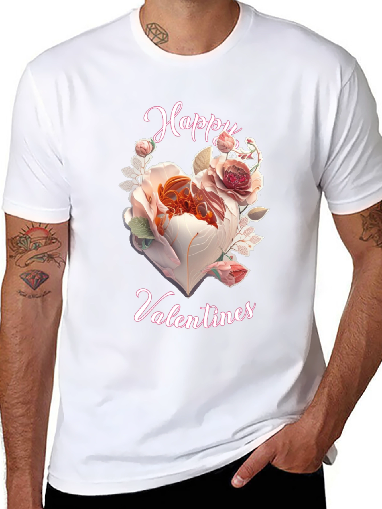 Happy Valentines Floral Heart Graphic Tee