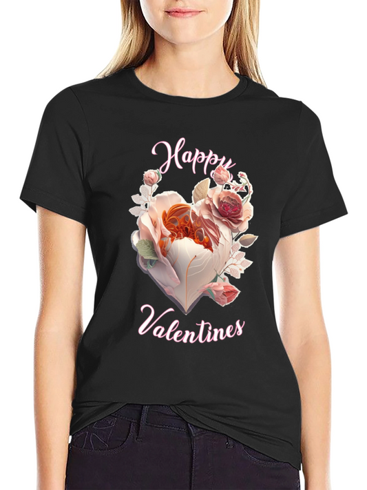 Happy Valentines Floral Heart Graphic Tee