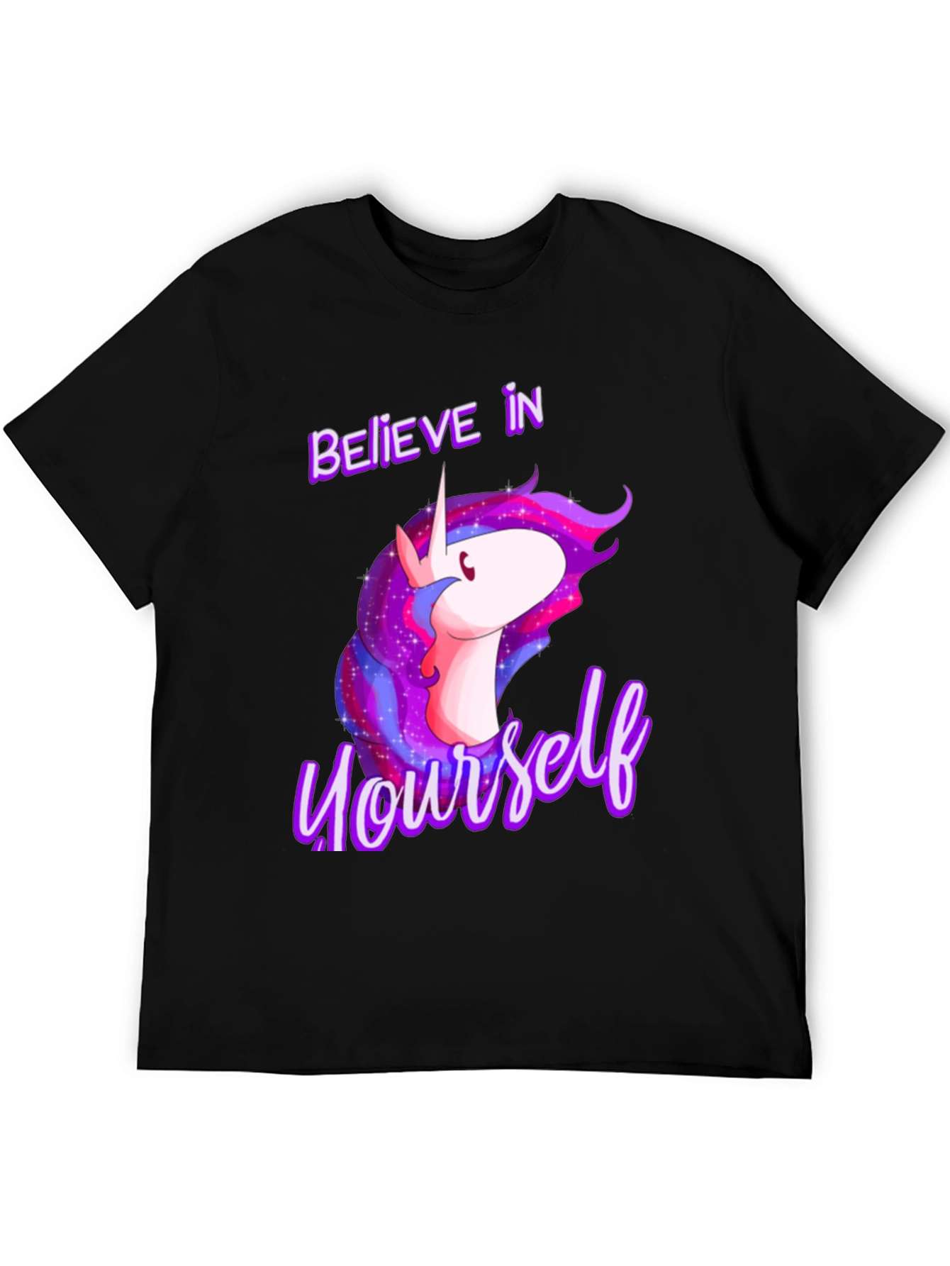 Believe In Yourself Unicorn Black T-Shirt