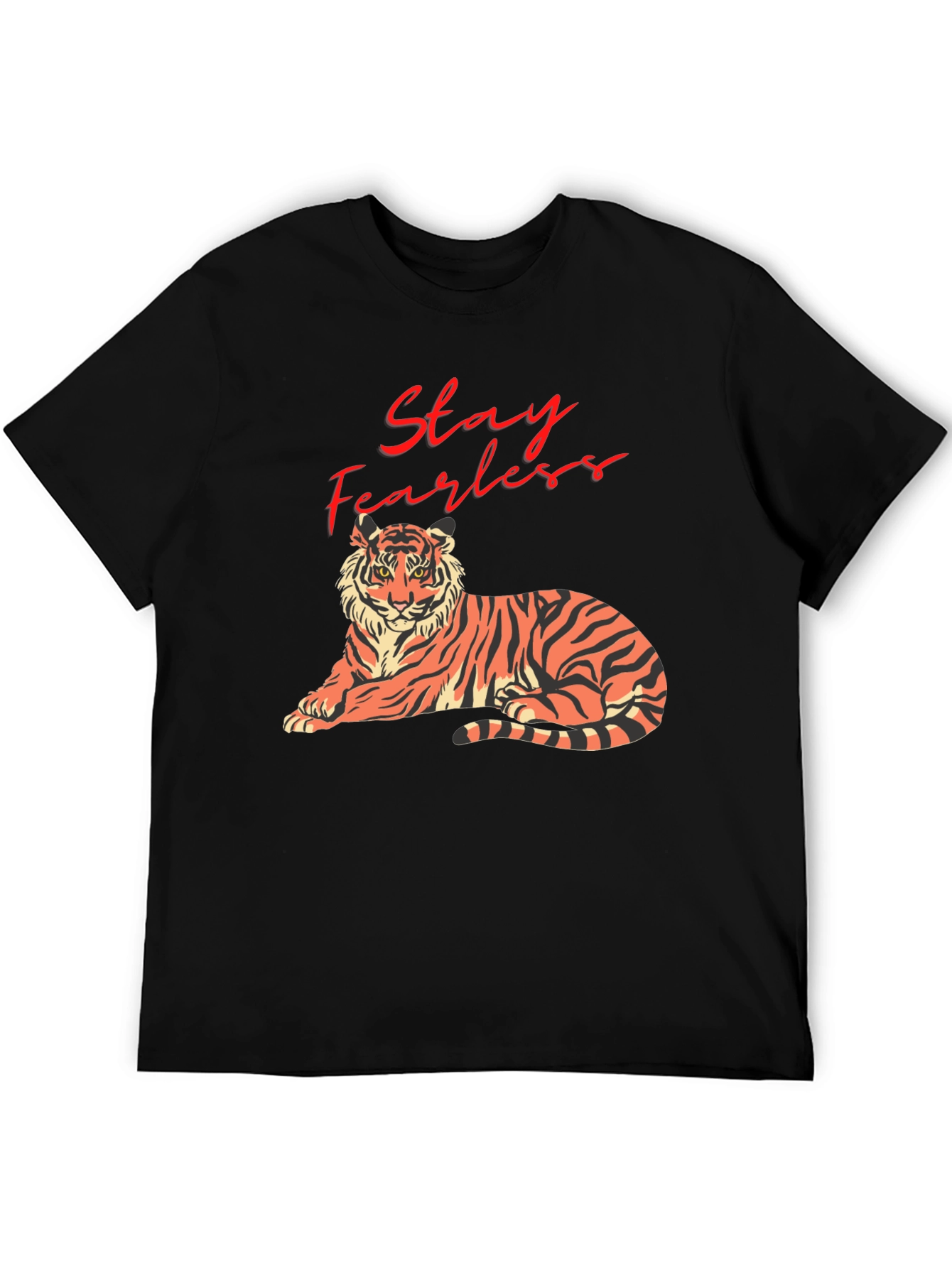 Stay Fearless Tiger Graphic Tee - Black Cotton