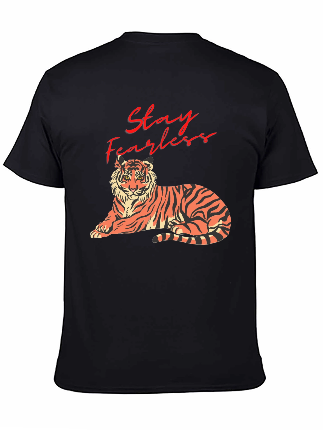 Stay Fearless Tiger Graphic Tee - Black Cotton