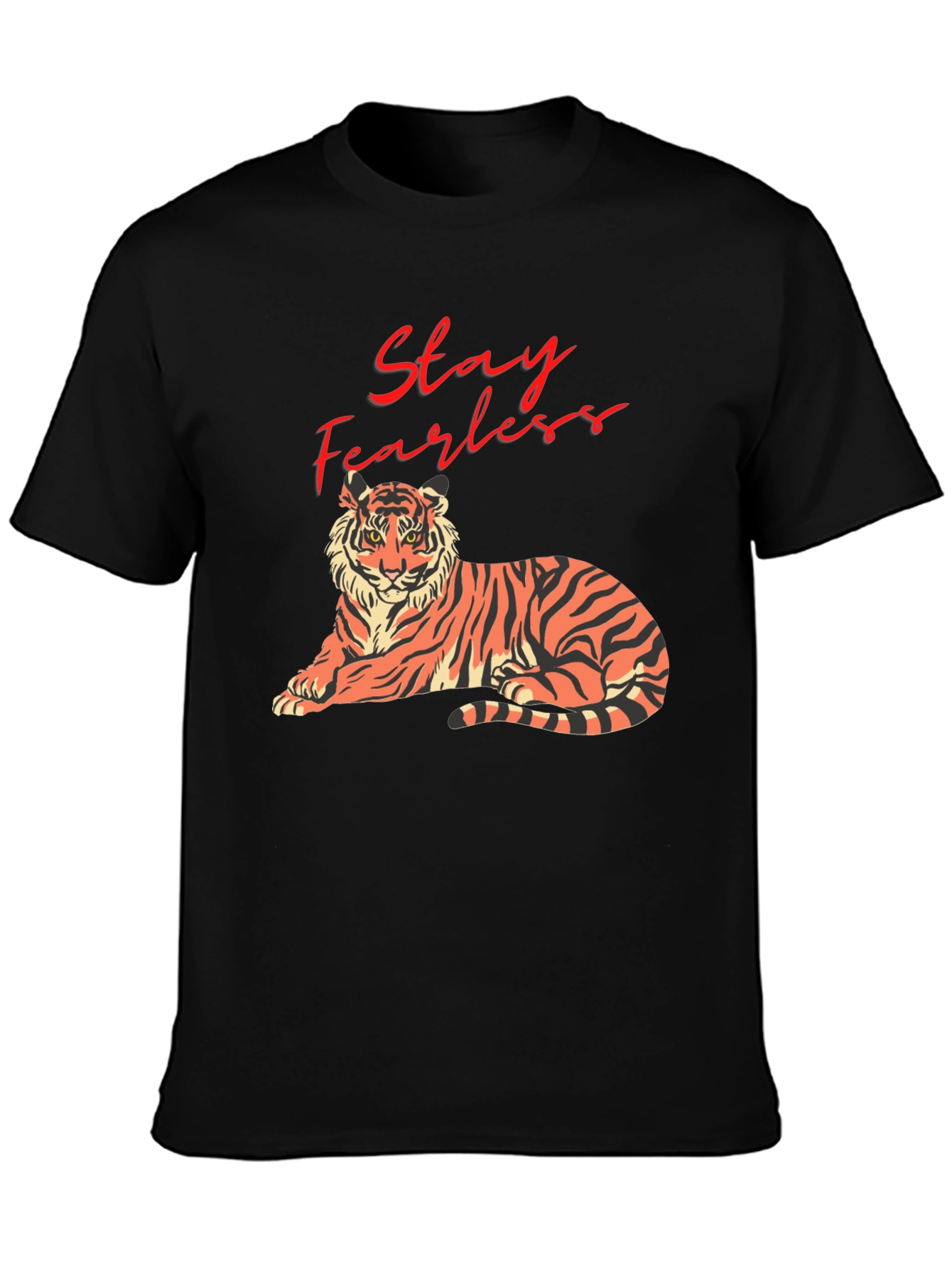 Stay Fearless Tiger Graphic Tee - Black Cotton