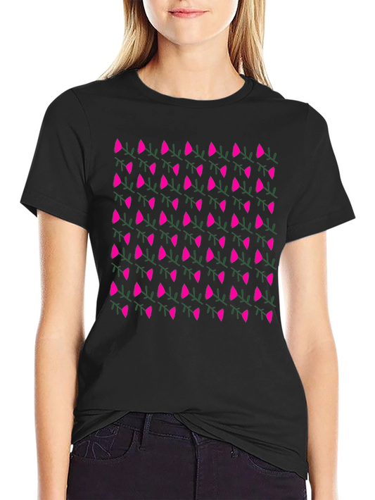 Floral Print Tee - Black