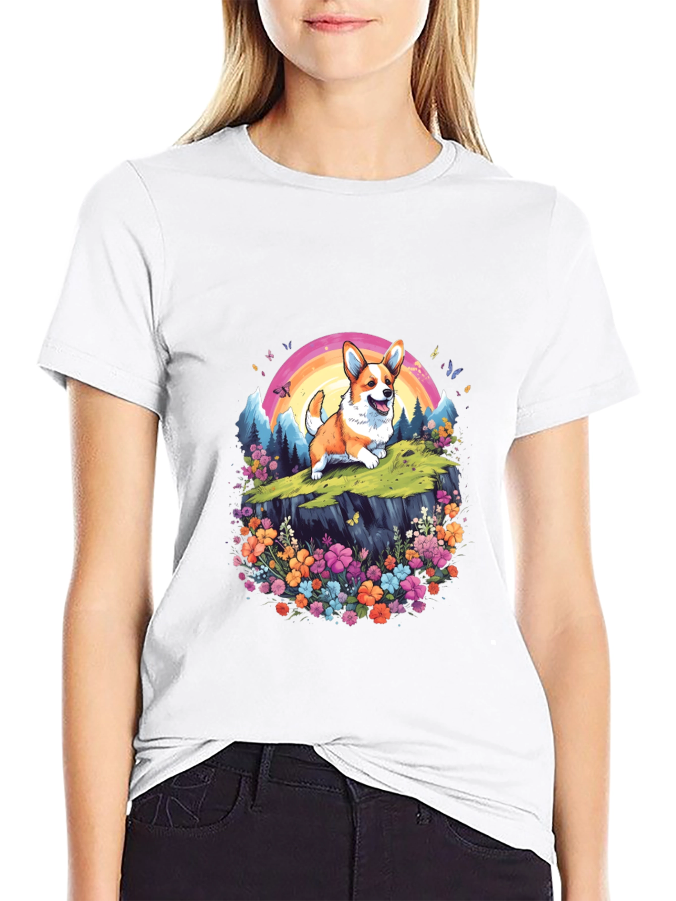 Corgi Rainbow Graphic T-Shirt