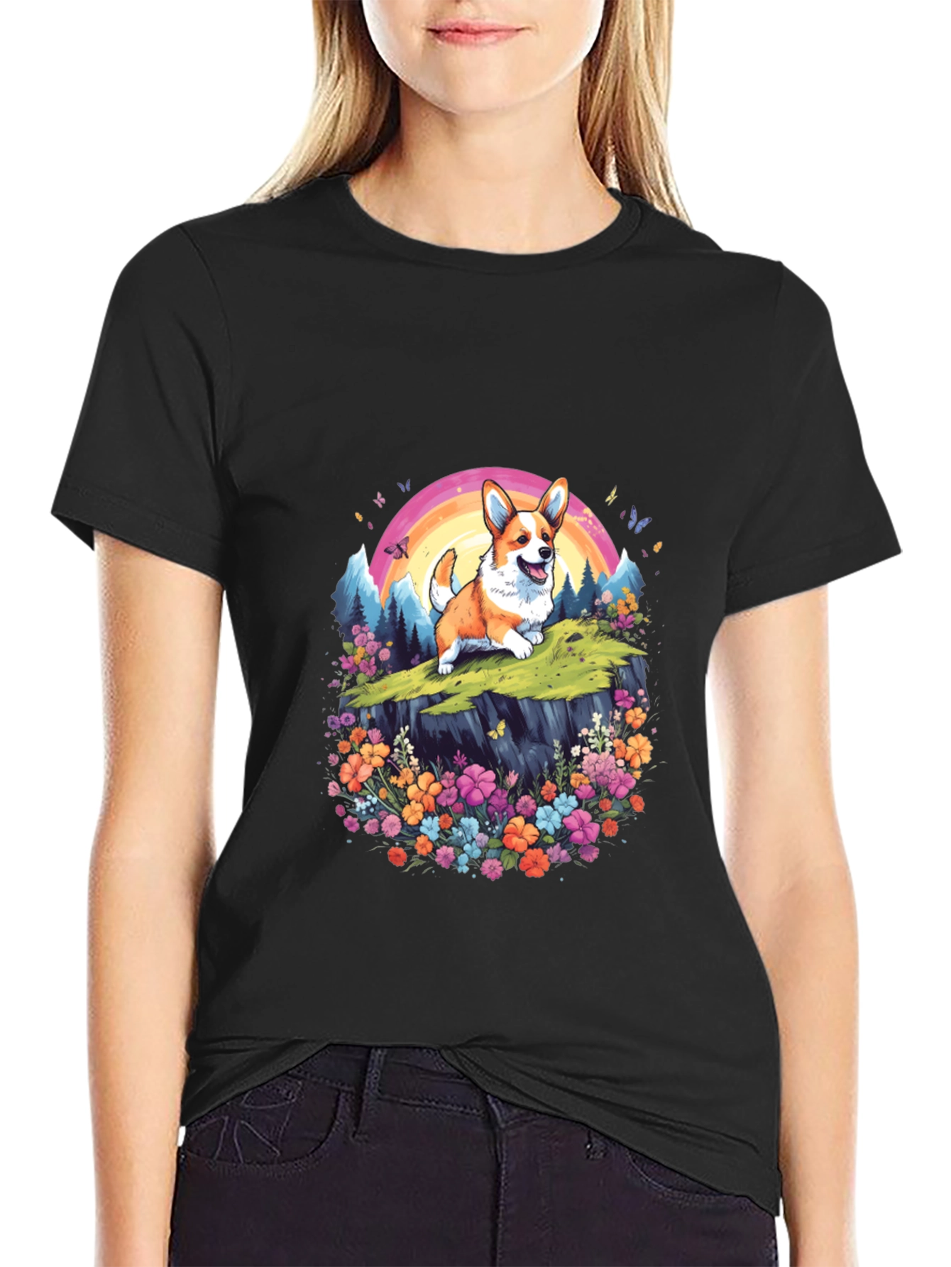 Corgi Rainbow Graphic T-Shirt