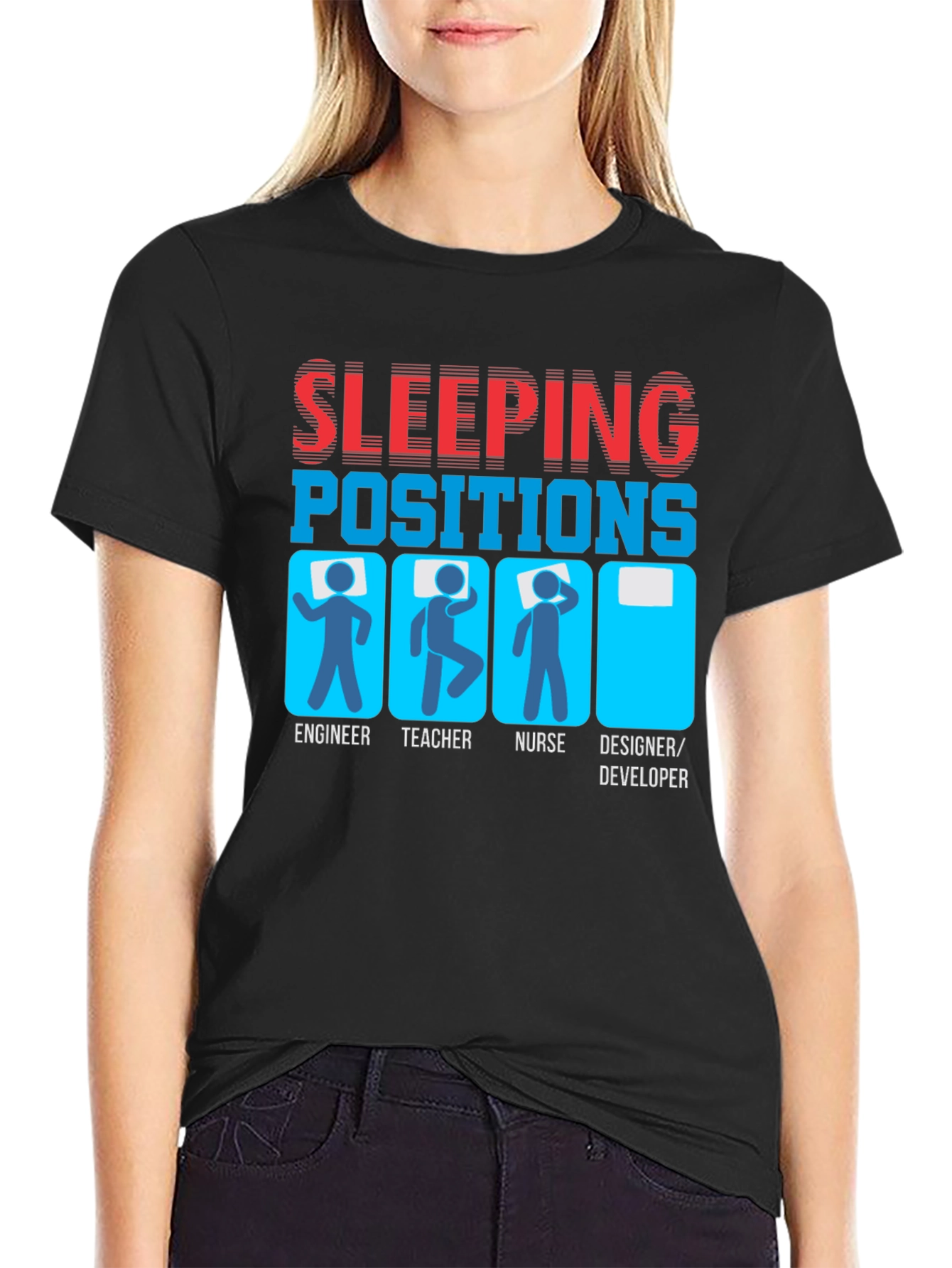 Sleeping Positions Funny Job T-Shirt