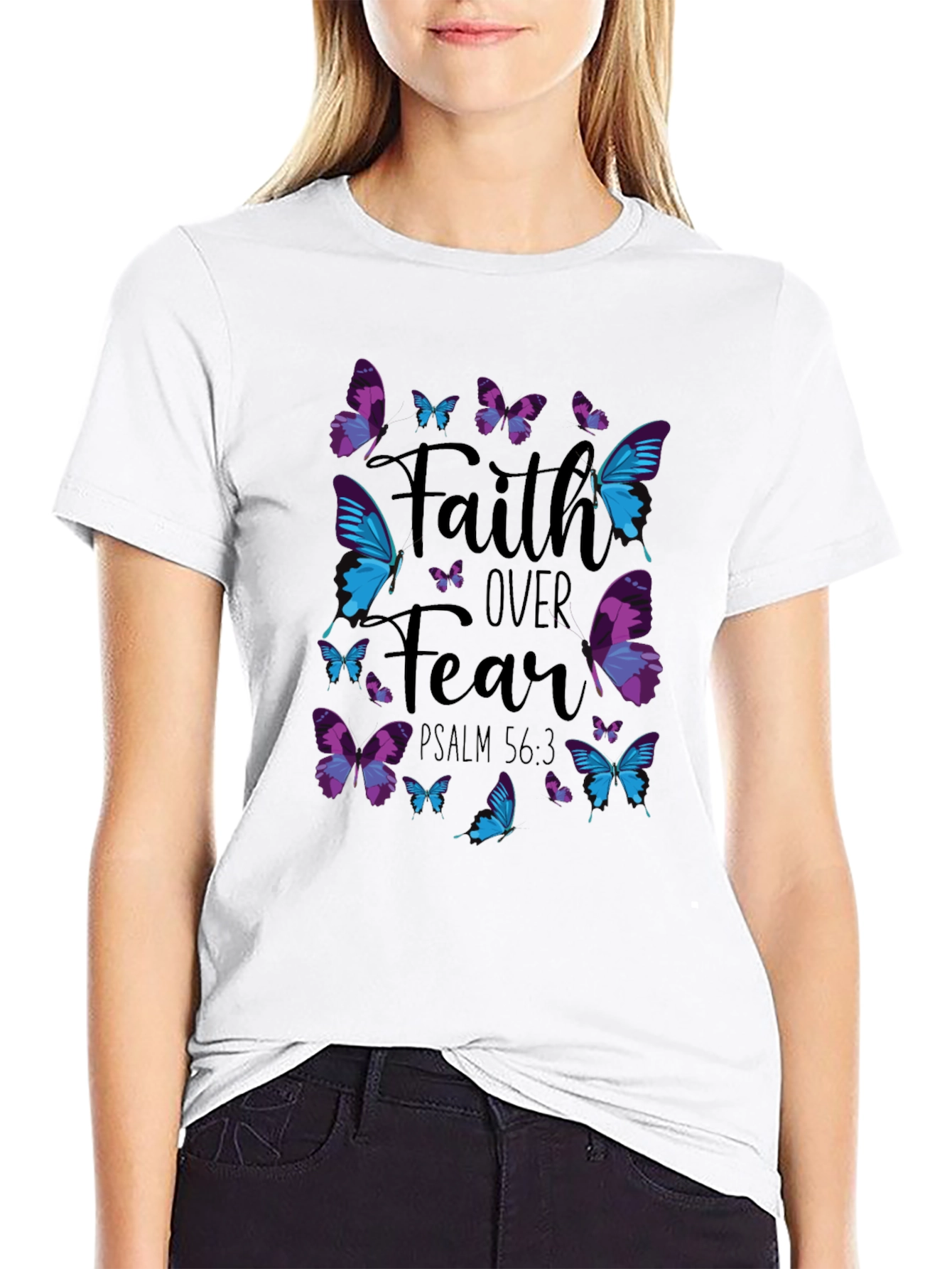 Faith Over Fear Butterfly Graphic T-Shirt