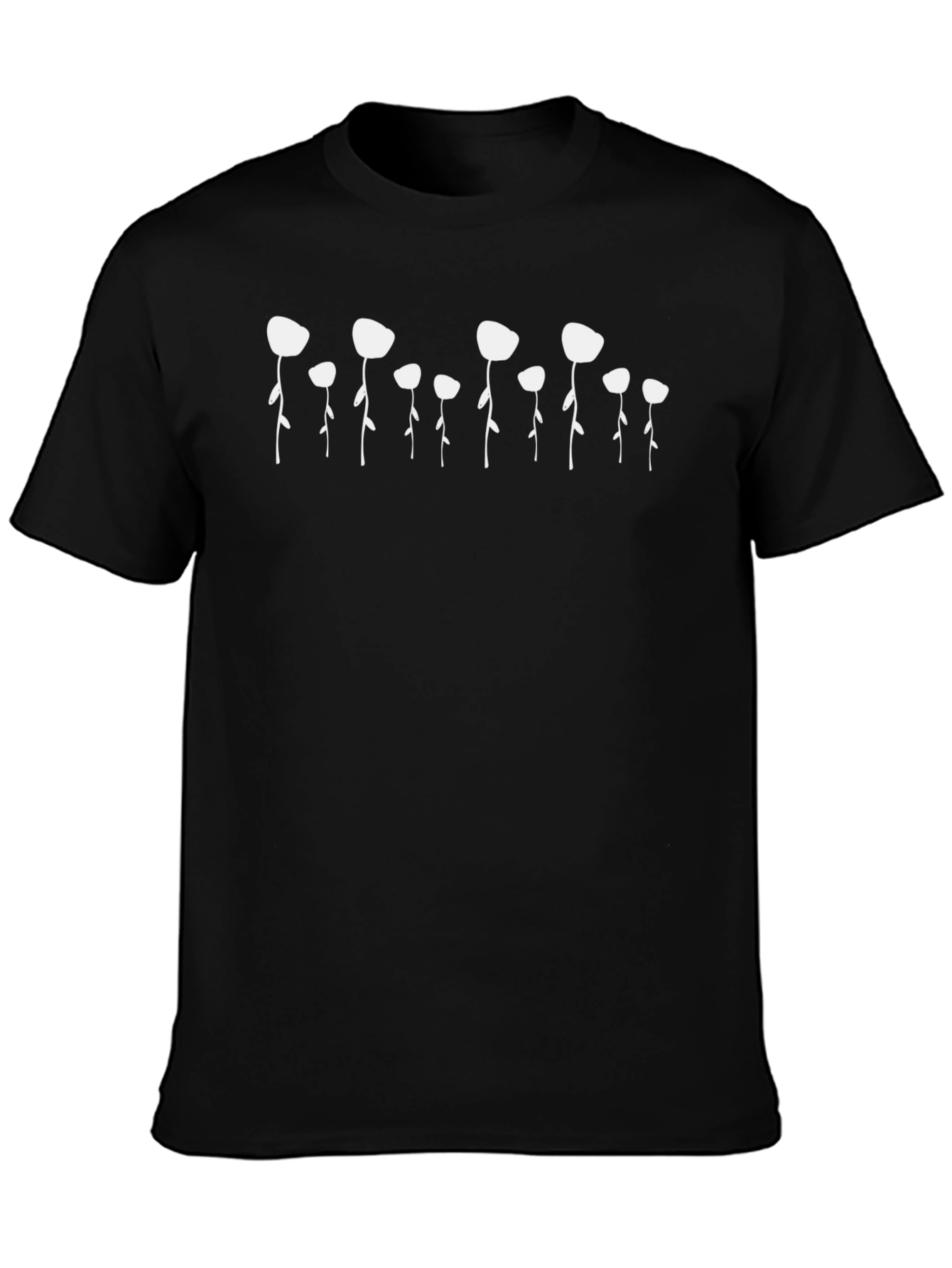 Abstract Floral Print Black T-Shirt