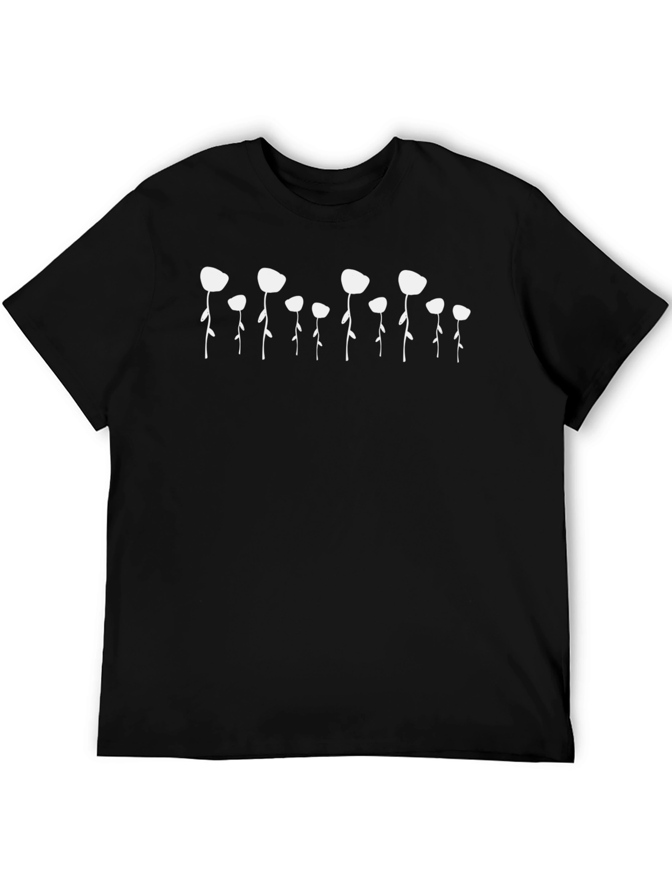 Abstract Floral Print Black T-Shirt