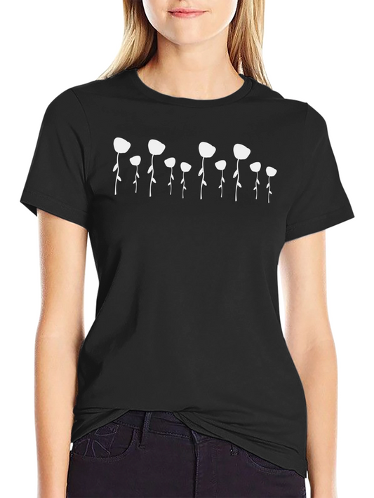 Abstract Floral Print Black T-Shirt