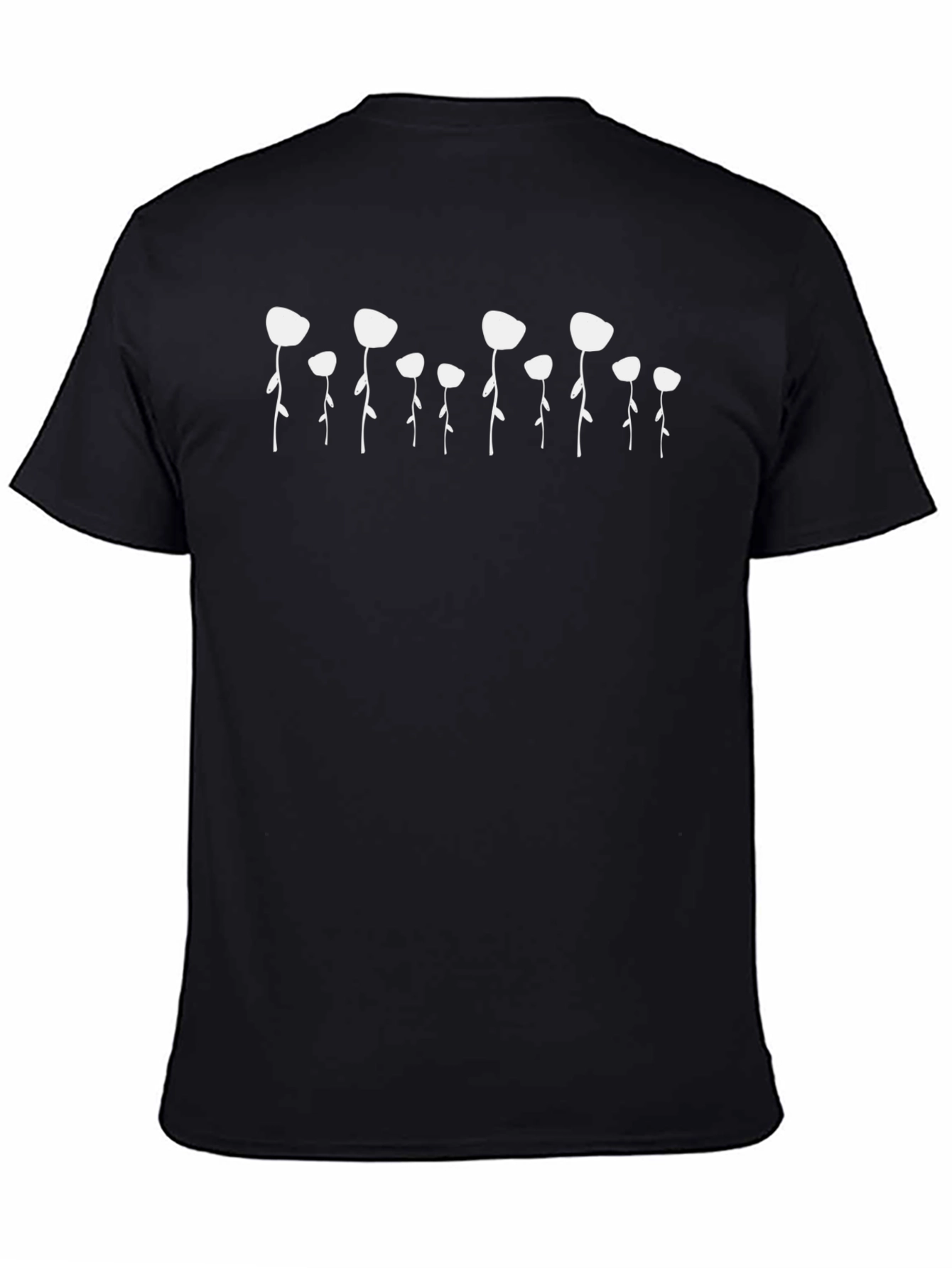 Abstract Floral Print Black T-Shirt