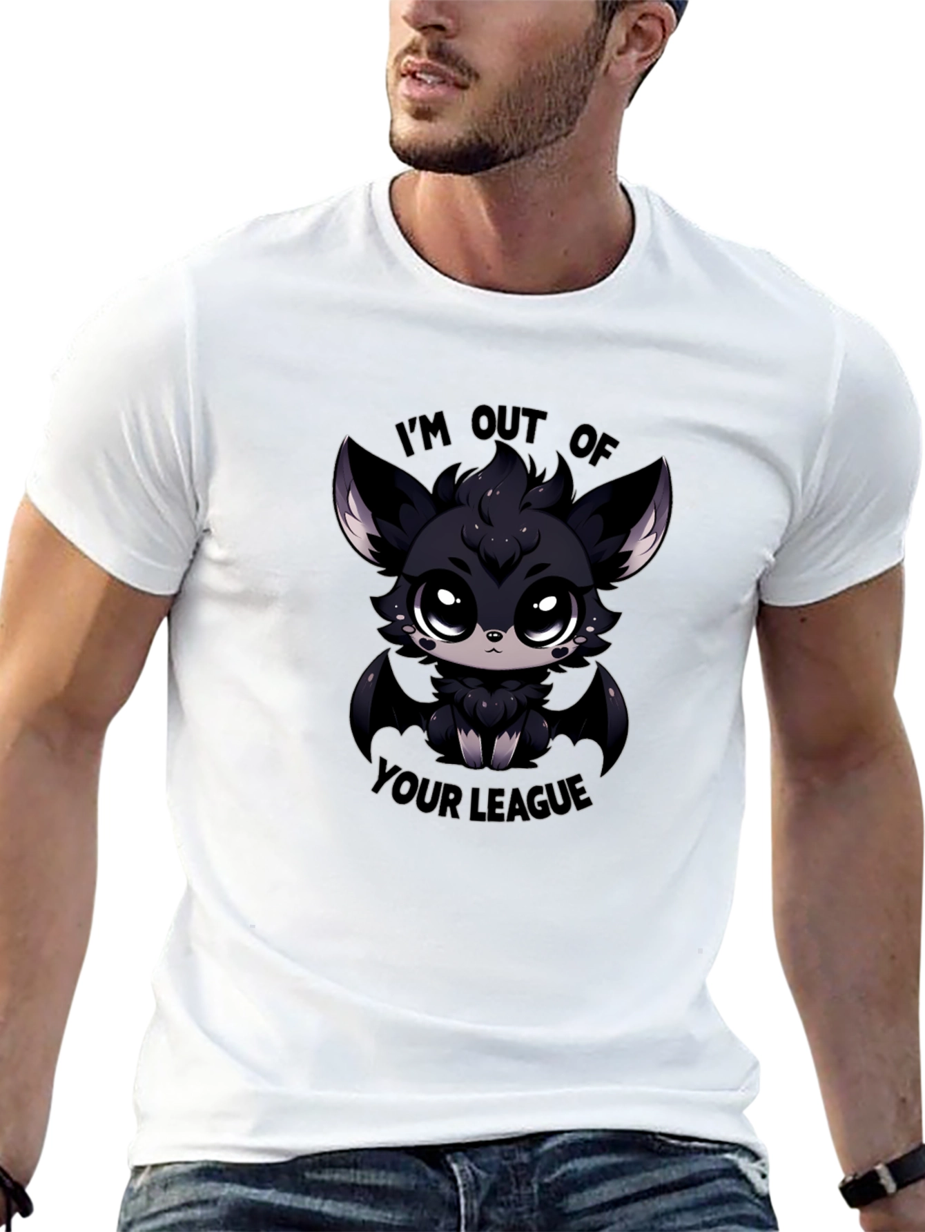 Out of Your League Bat Graphic Tee - Black