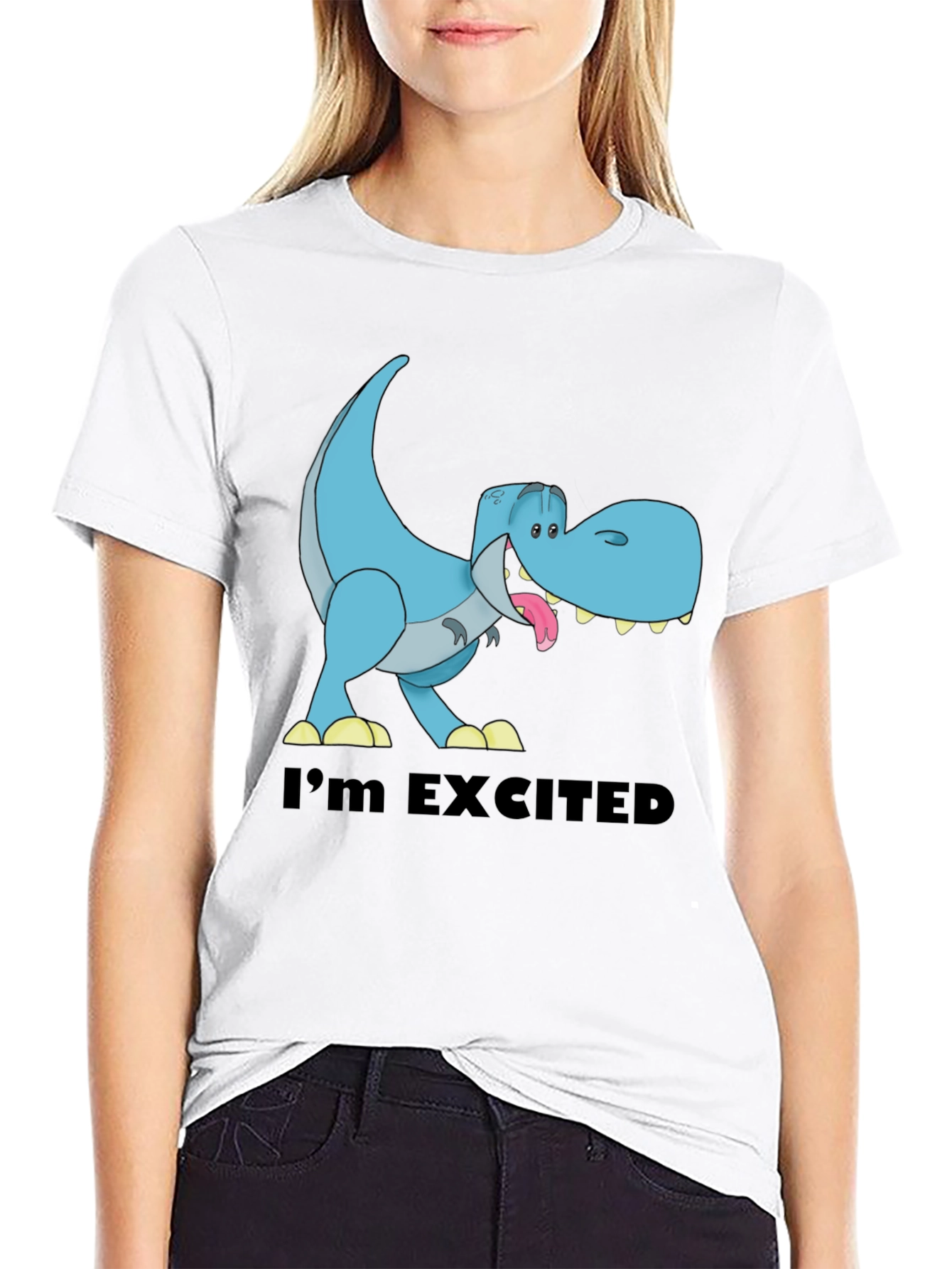 Excited T-Rex Graphic Print Mens T-Shirt