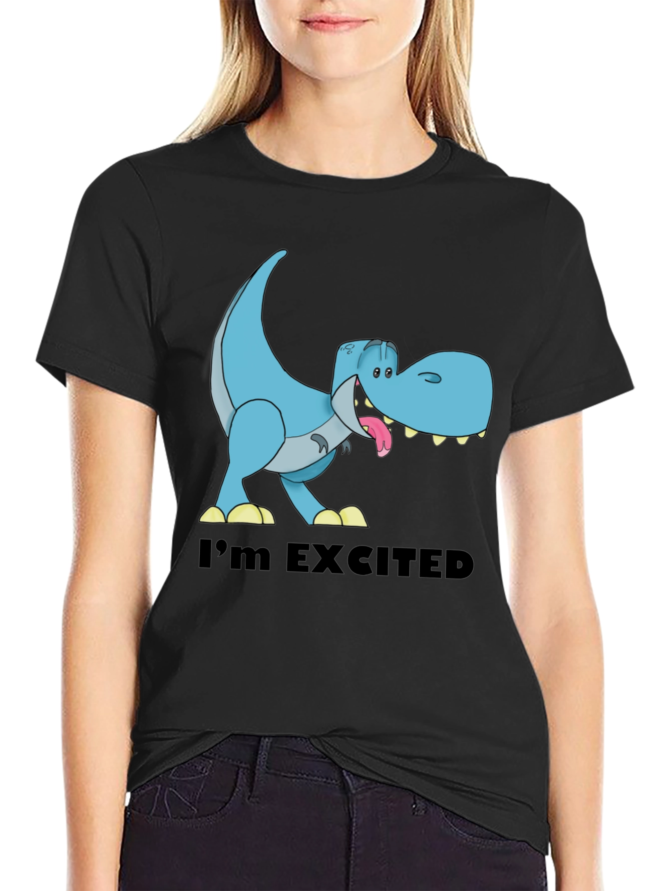 Excited T-Rex Graphic Print Mens T-Shirt