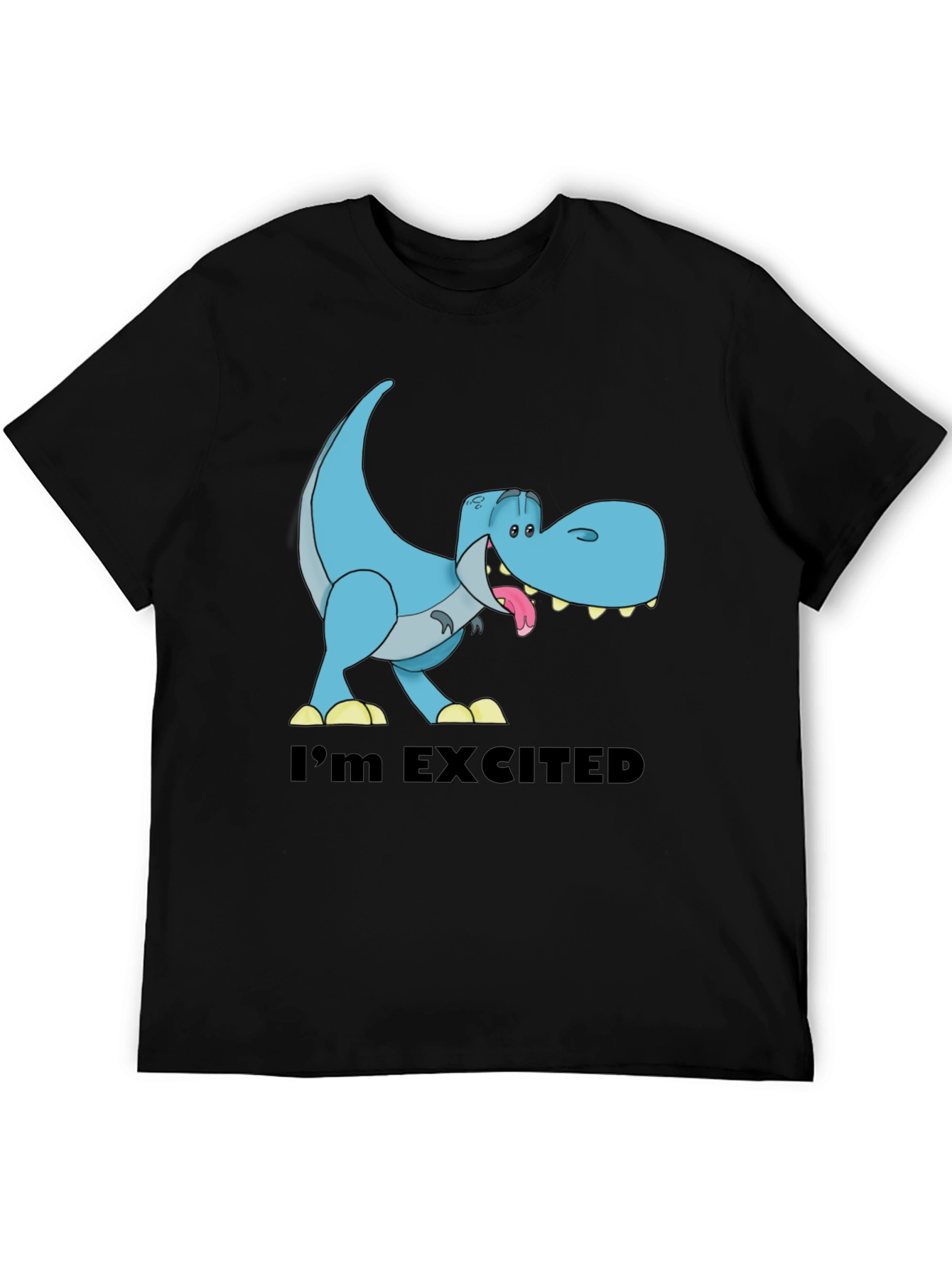 Excited T-Rex Graphic Print Mens T-Shirt
