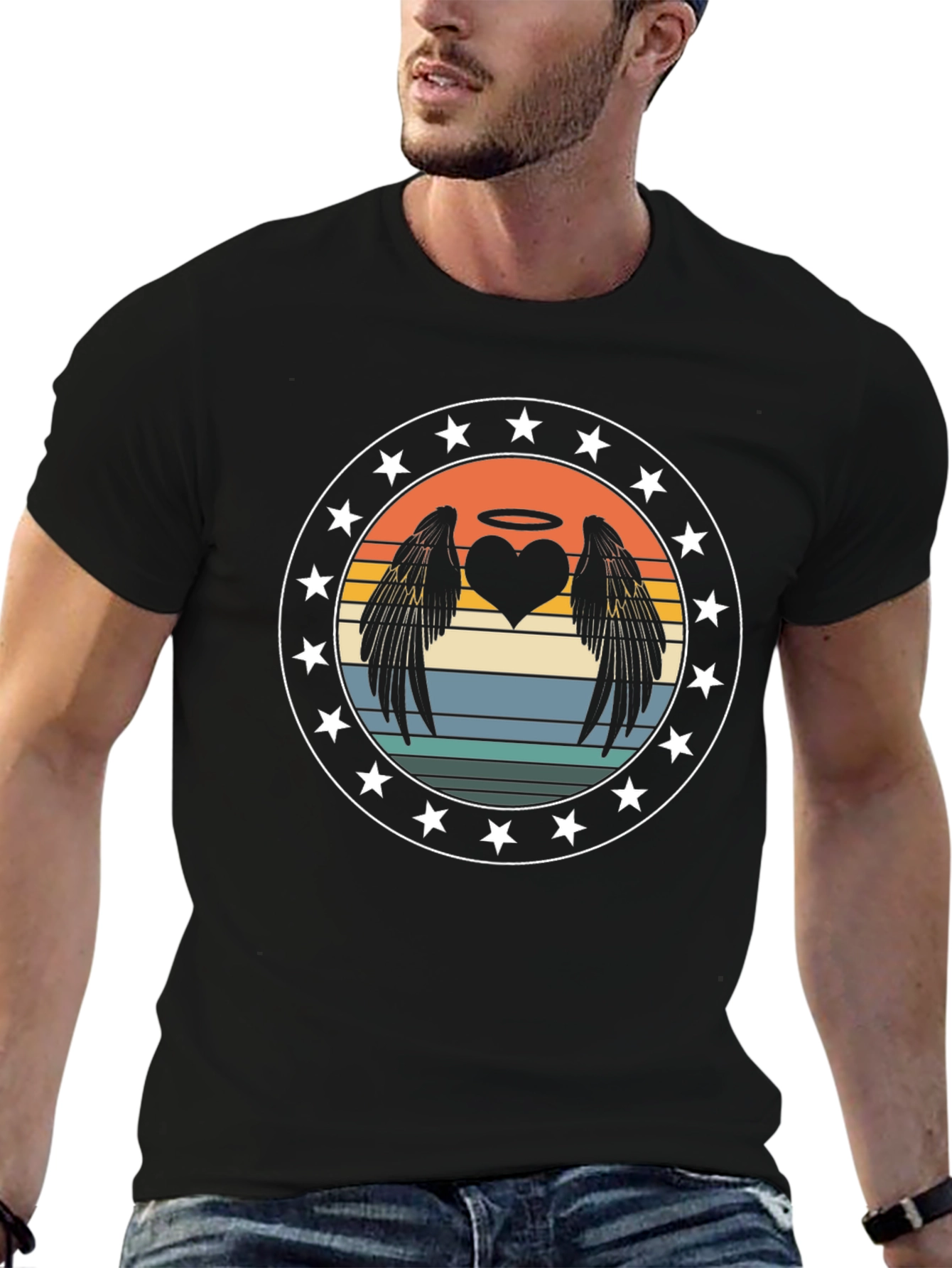Retro Angel Wings Heart T-Shirt