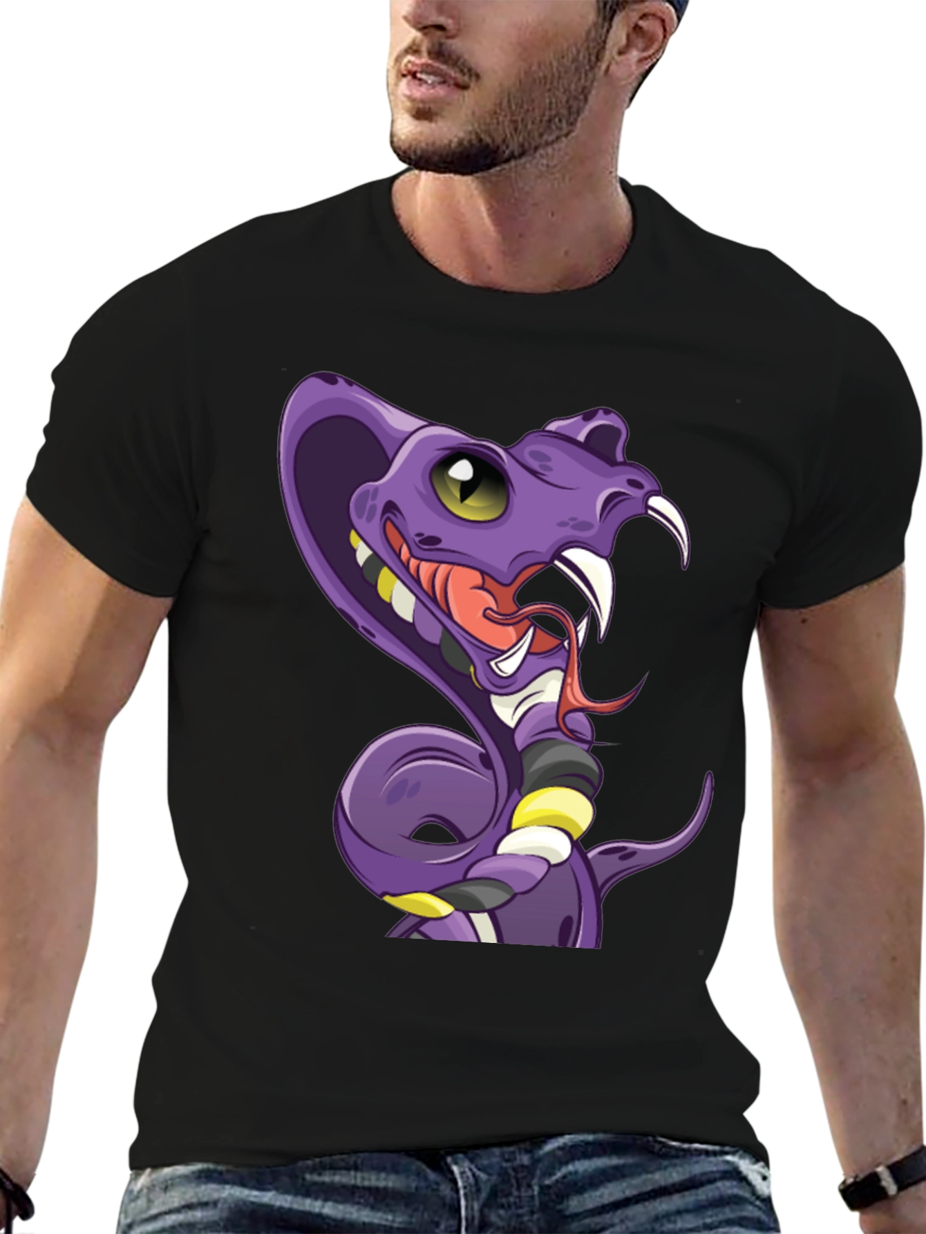 Cobra Cartoon T-Shirt - Mens Black Graphic Tee