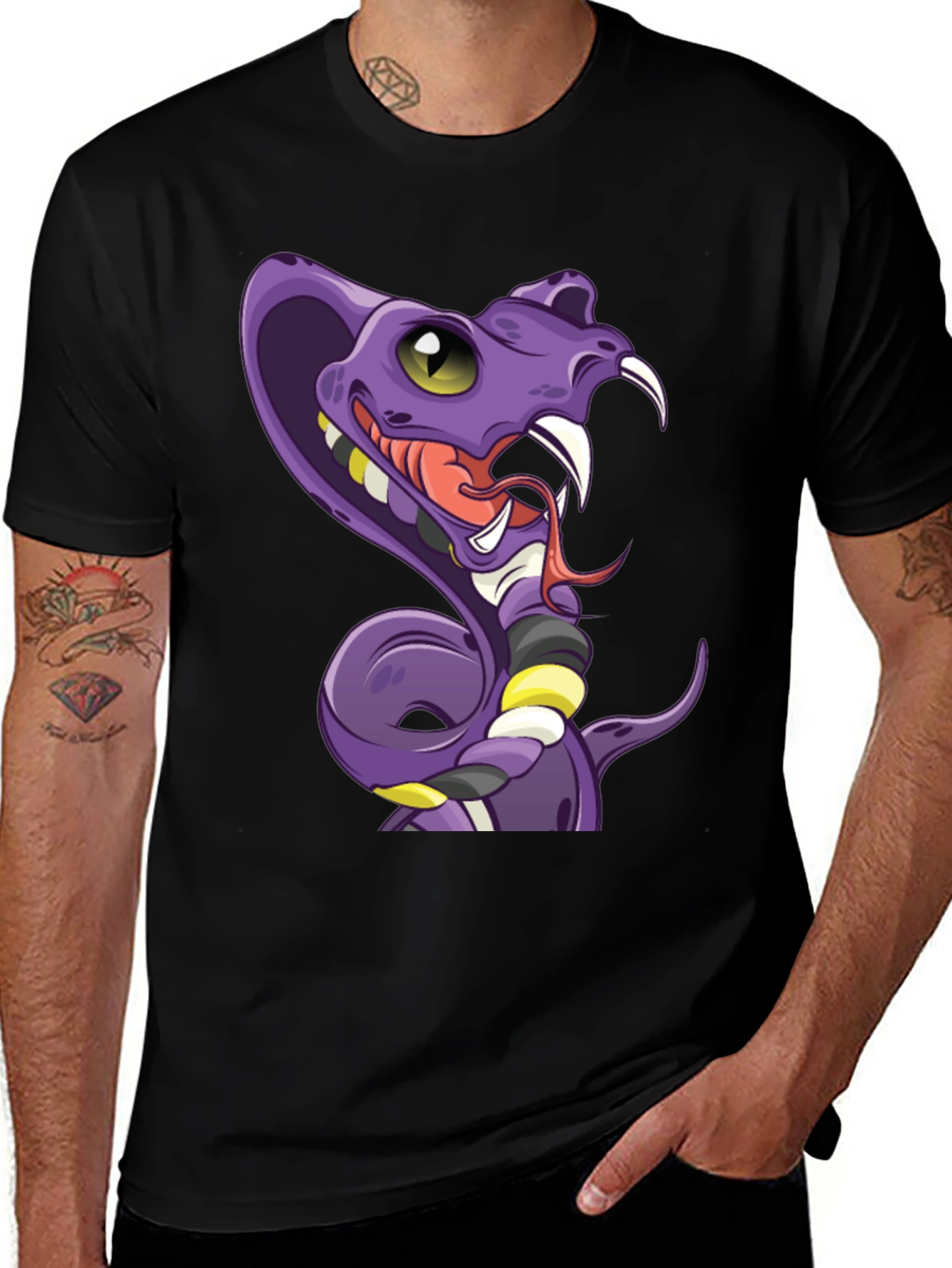 Cobra Cartoon T-Shirt - Mens Black Graphic Tee