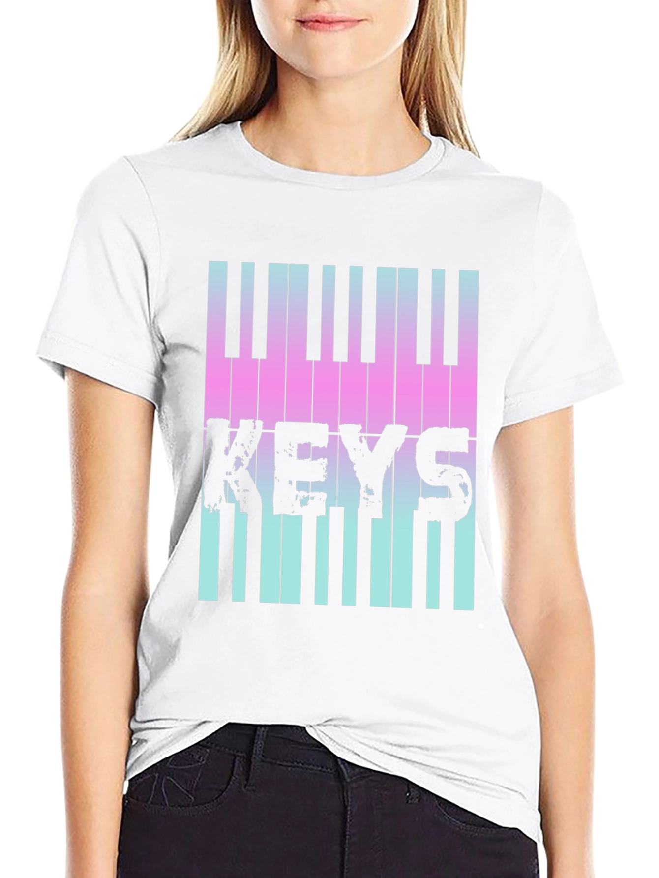 Piano Keys Graphic Tee - Musical Style T-Shirt