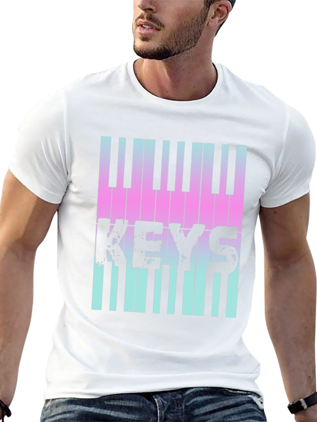 Piano Keys Graphic Tee - Musical Style T-Shirt