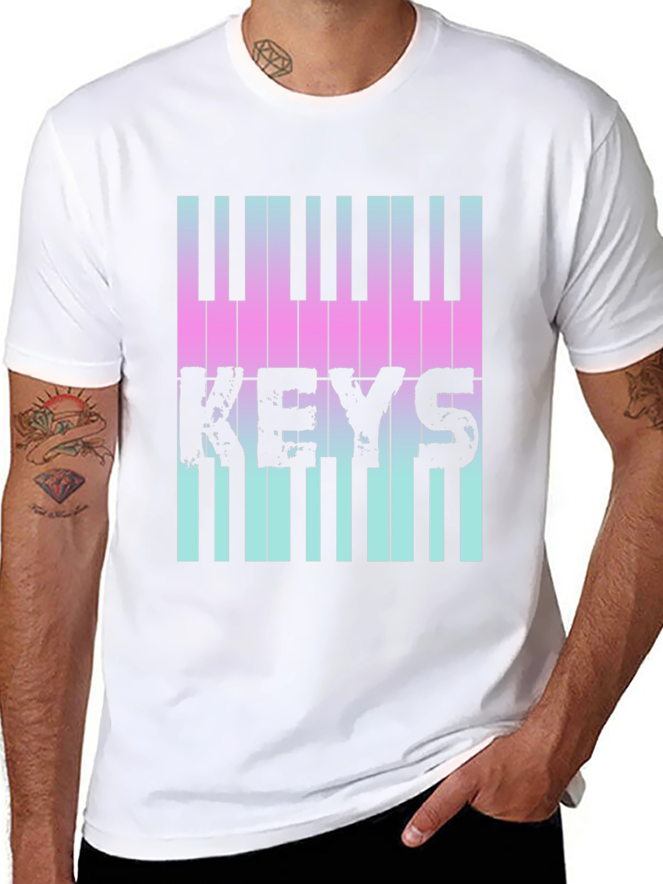 Piano Keys Graphic Tee - Musical Style T-Shirt