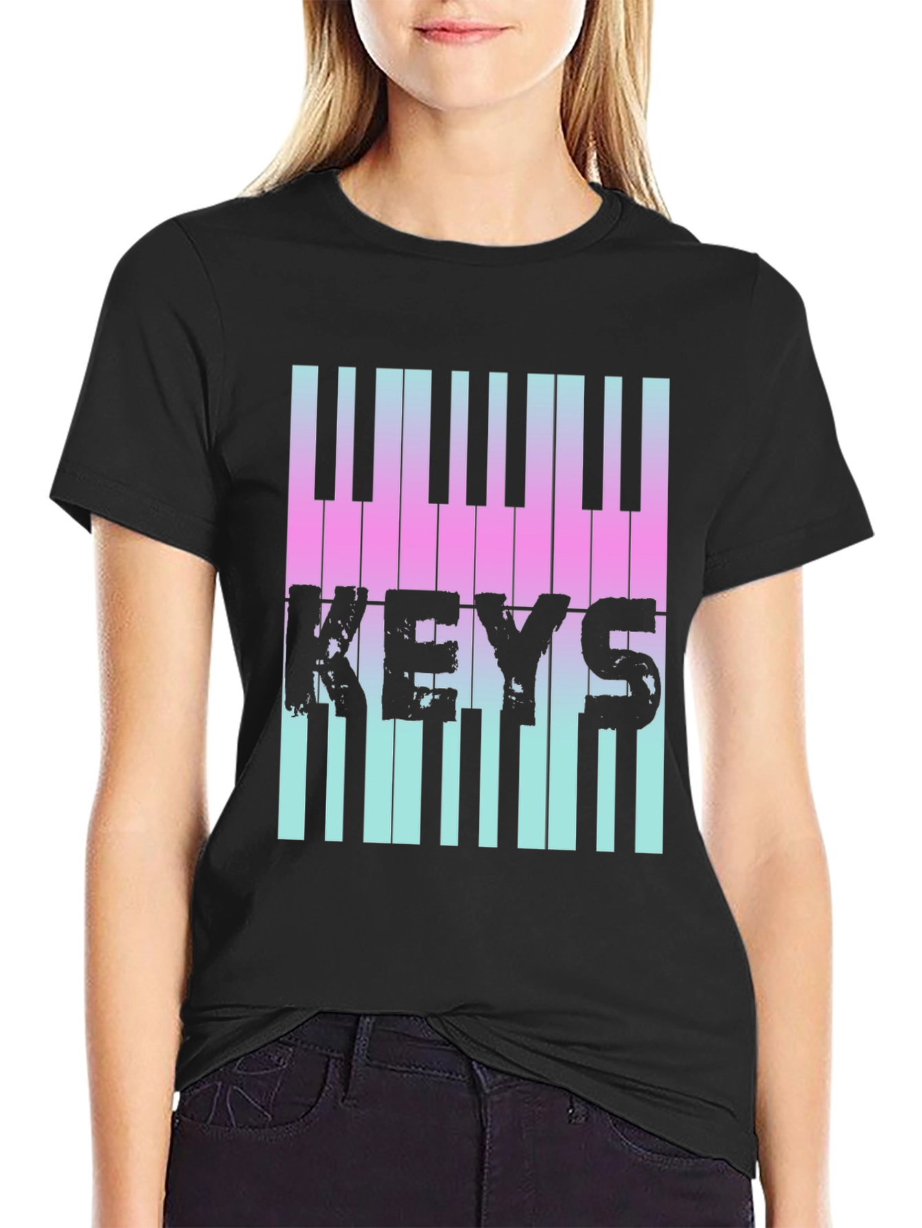 Piano Keys Graphic Tee - Musical Style T-Shirt