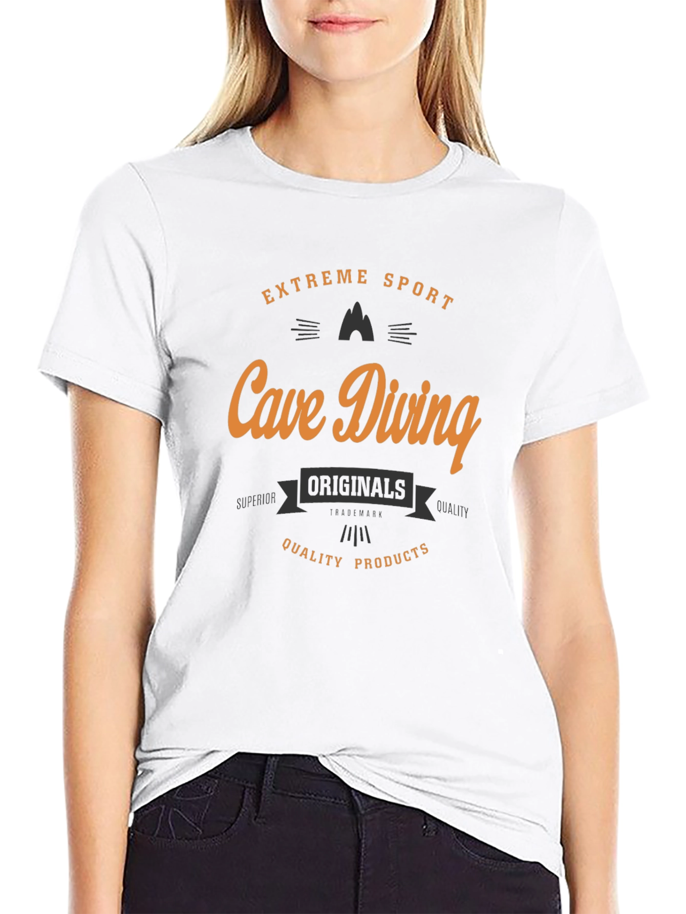 Cave Diving Extreme Sport Black T-Shirt