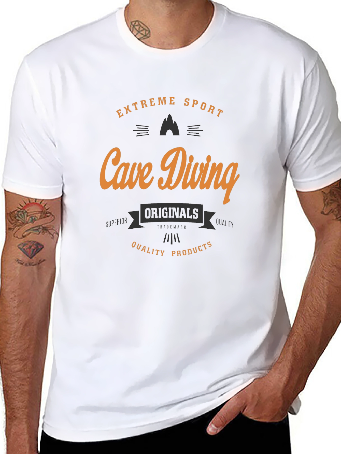 Cave Diving Extreme Sport Black T-Shirt
