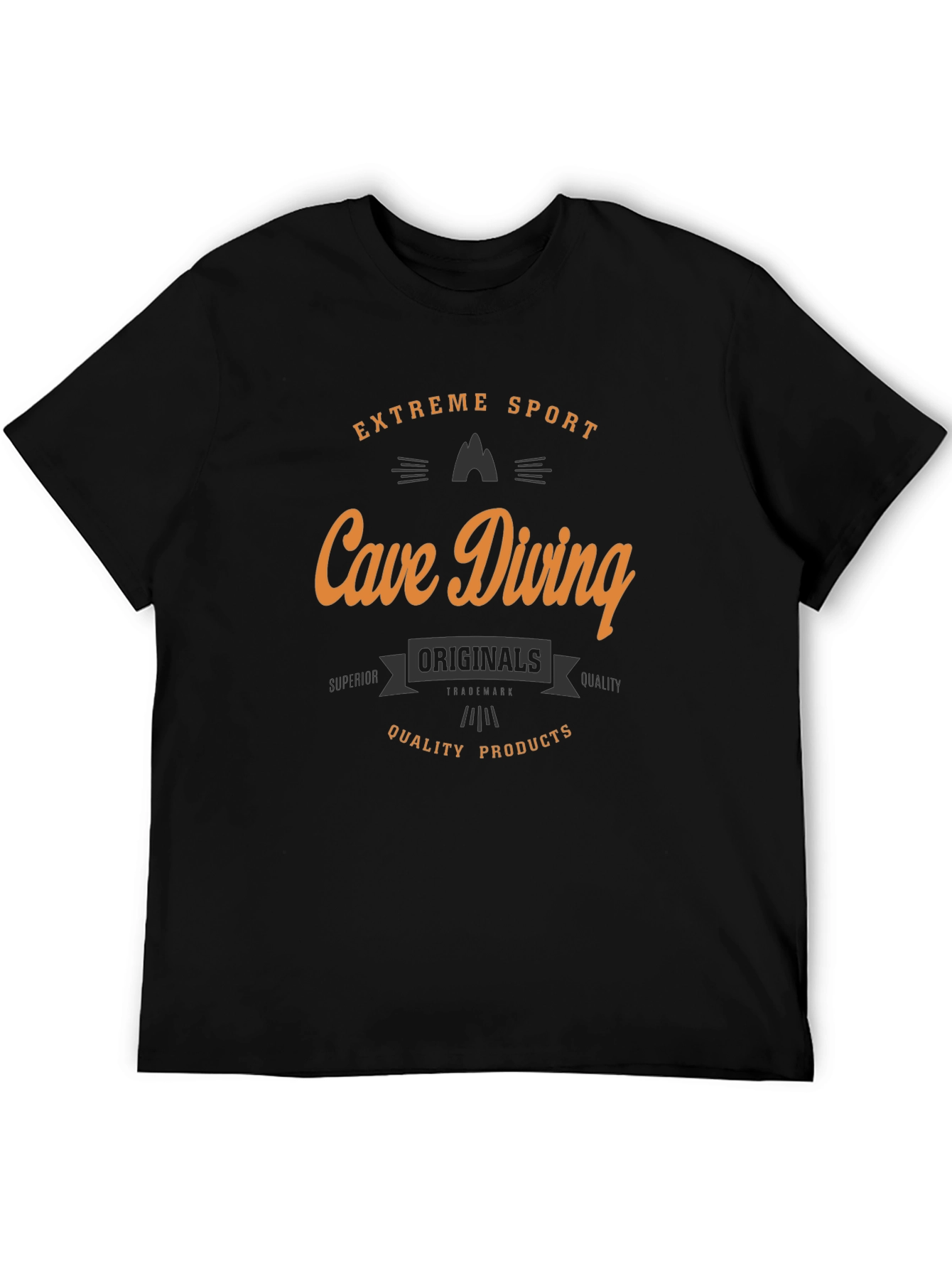 Cave Diving Extreme Sport Black T-Shirt