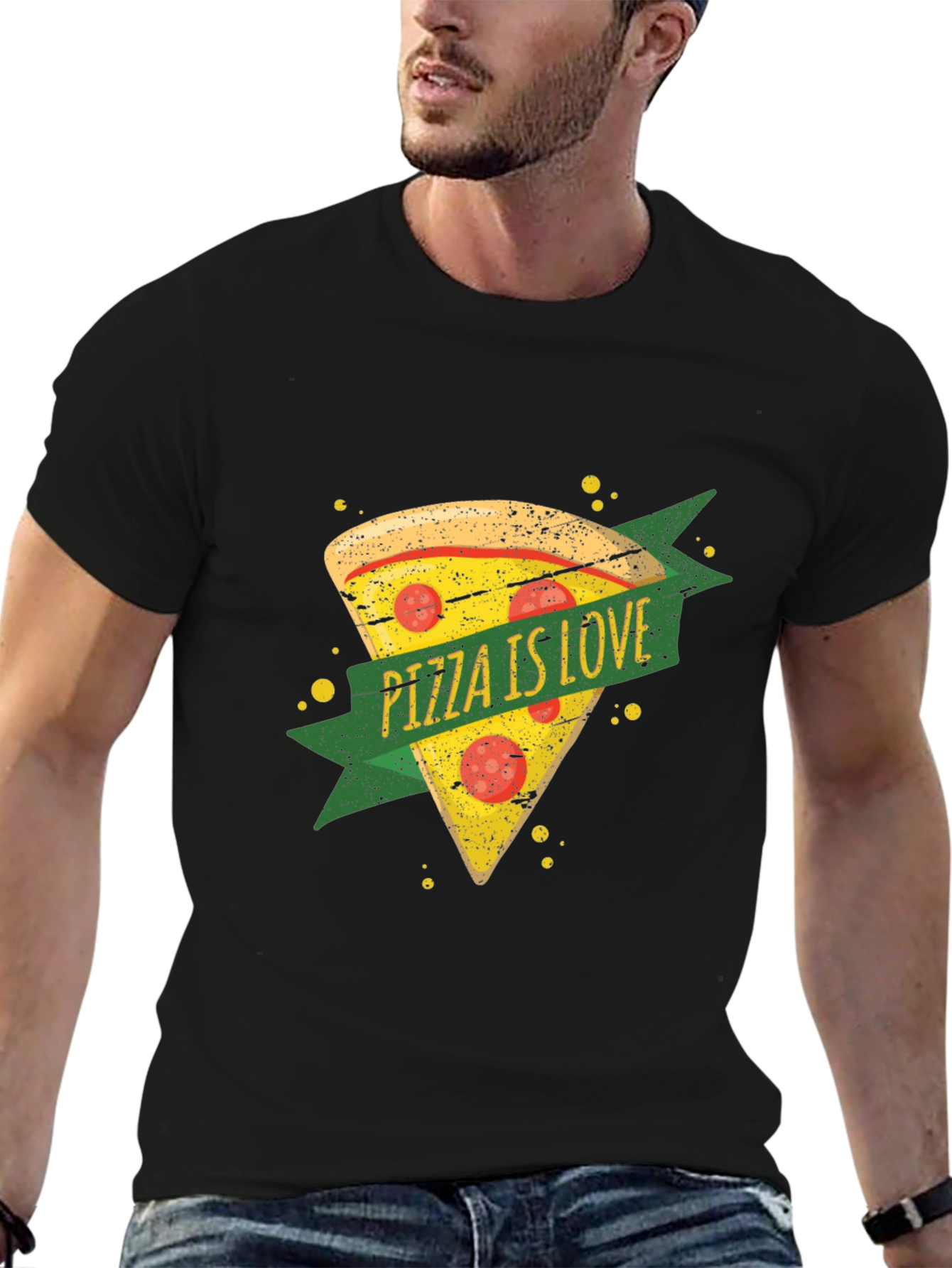 Pizza is Love Graphic T-Shirt - Black