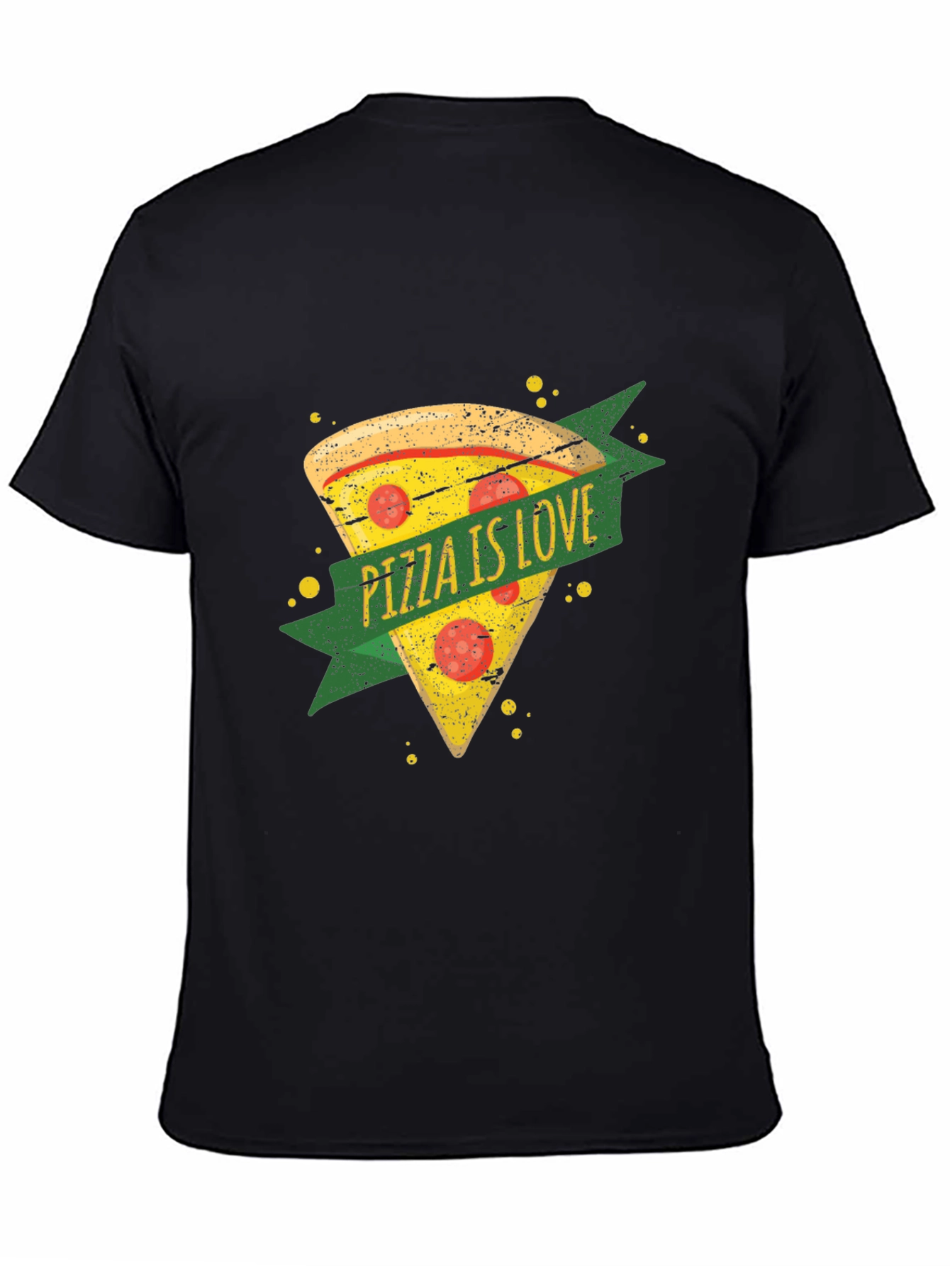 Pizza is Love Graphic T-Shirt - Black