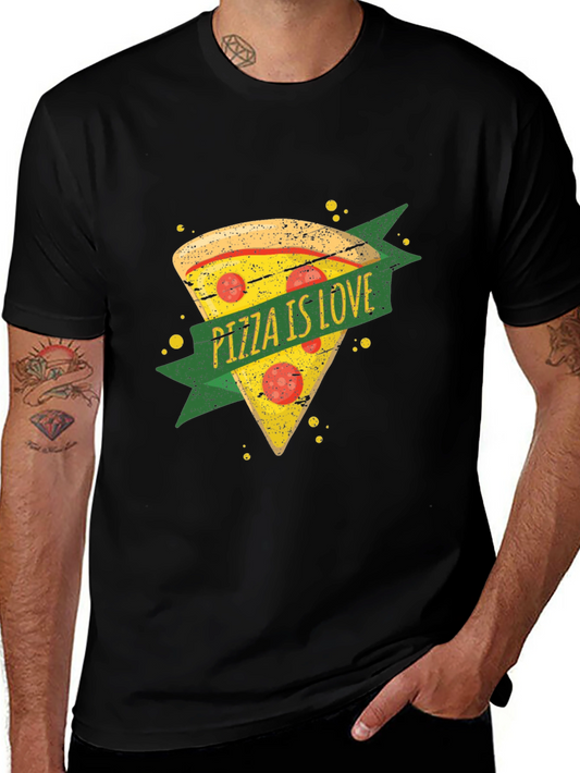 Pizza is Love Graphic T-Shirt - Black