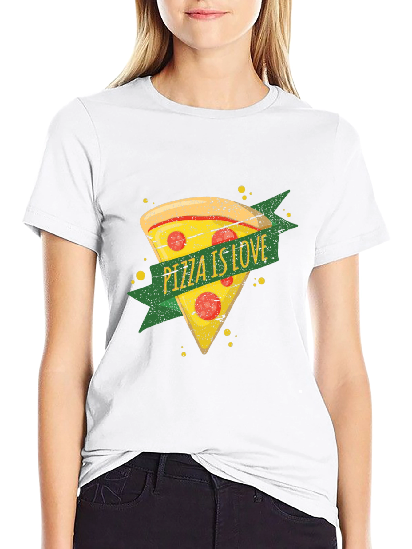 Pizza is Love Graphic T-Shirt - Black
