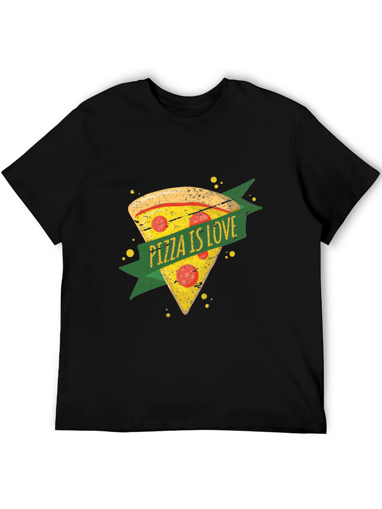 Pizza is Love Graphic T-Shirt - Black