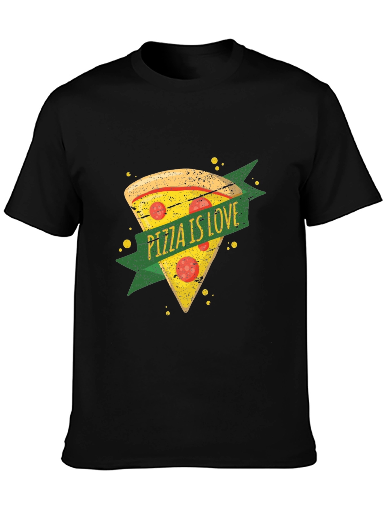 Pizza is Love Graphic T-Shirt - Black