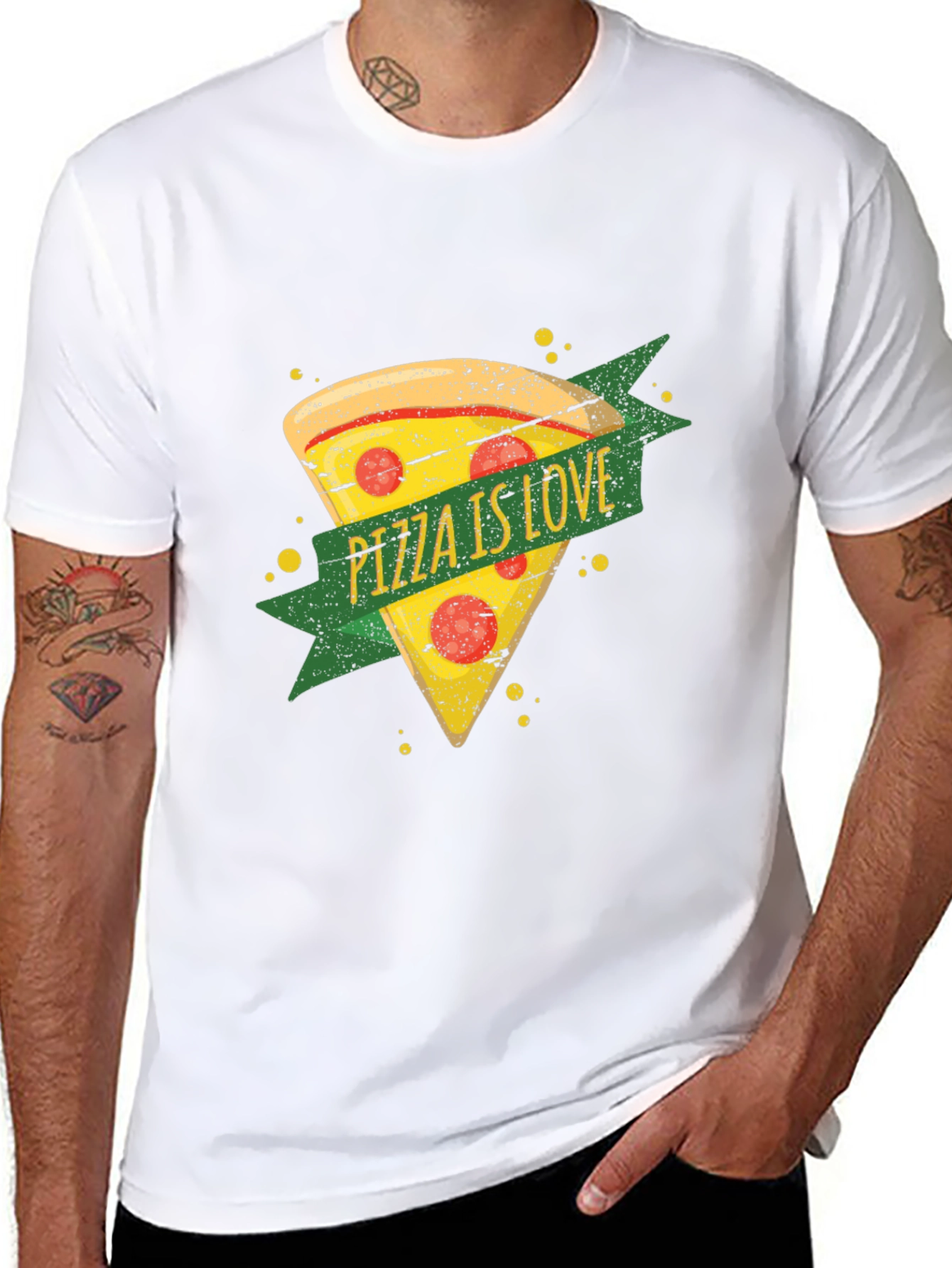 Pizza is Love Graphic T-Shirt - Black