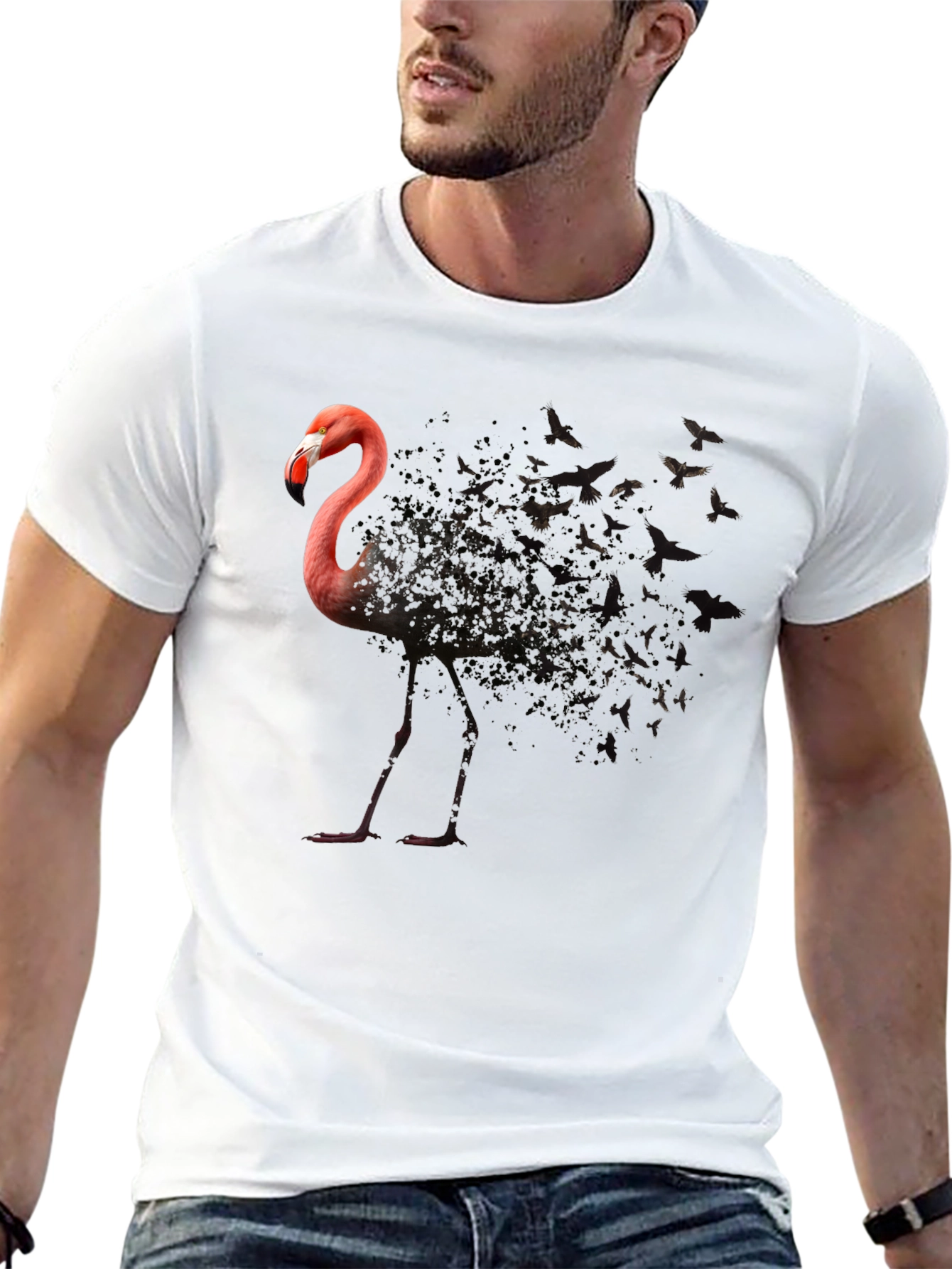 Flamingo Butterfly T-Shirt - Unique Graphic Tee