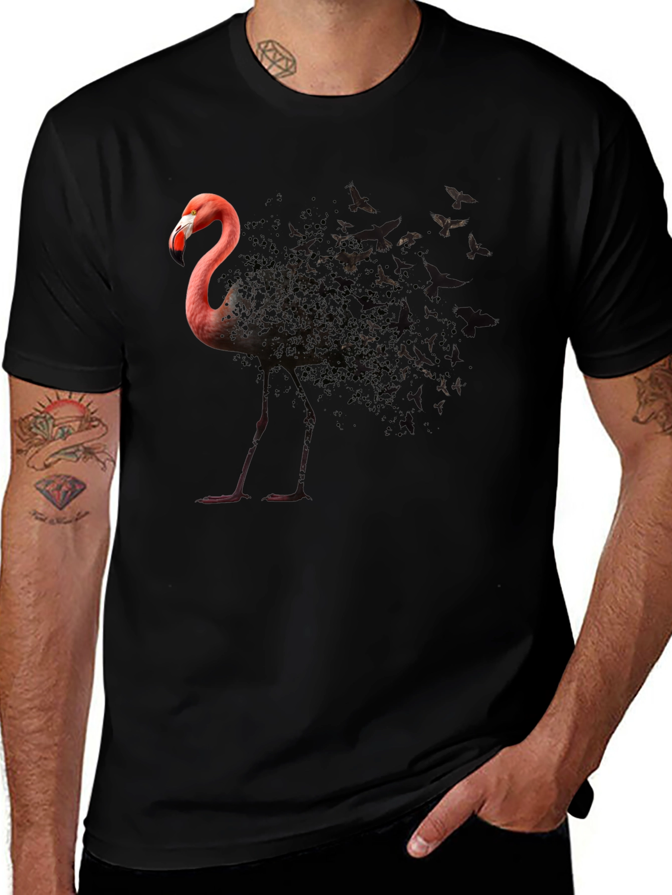 Flamingo Butterfly T-Shirt - Unique Graphic Tee