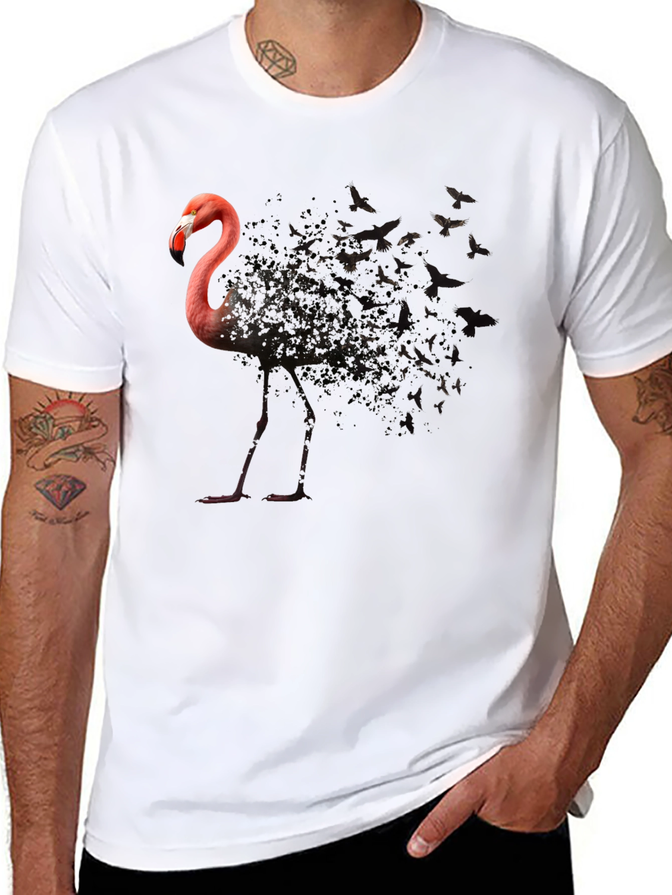 Flamingo Butterfly T-Shirt - Unique Graphic Tee